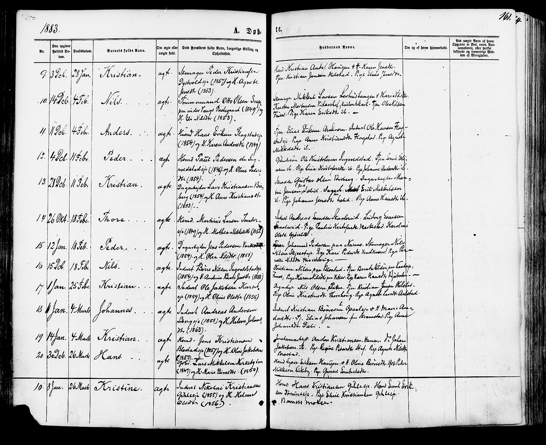 Vang prestekontor, Hedmark, SAH/PREST-008/H/Ha/Haa/L0015: Parish register (official) no. 15, 1871-1885, p. 161
