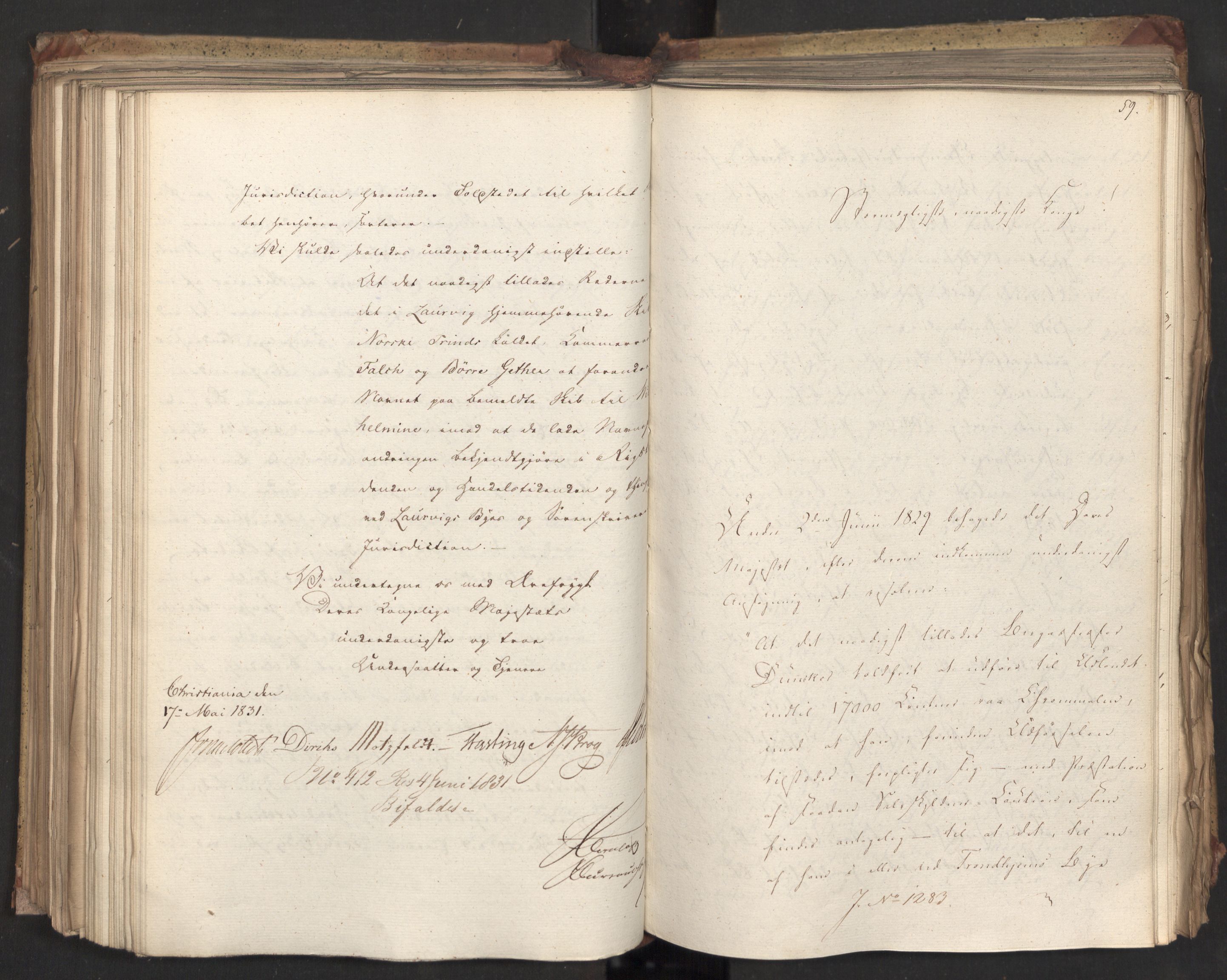 Statsrådsavdelingen i Stockholm, AV/RA-S-1003/D/Da/L0071: Regjeringsinnstillinger nr. 1222-1364, 1831, p. 288