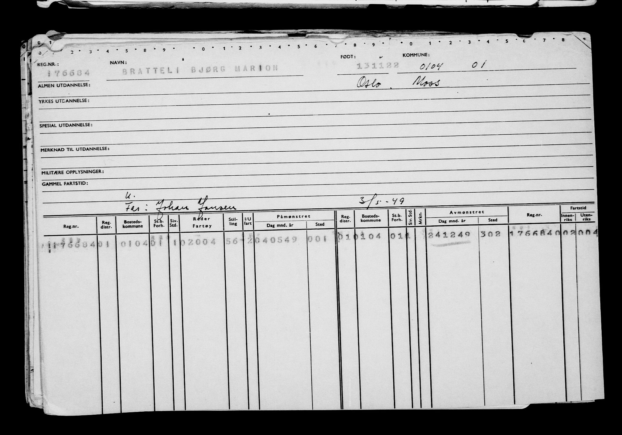 Direktoratet for sjømenn, AV/RA-S-3545/G/Gb/L0212: Hovedkort, 1922, p. 243