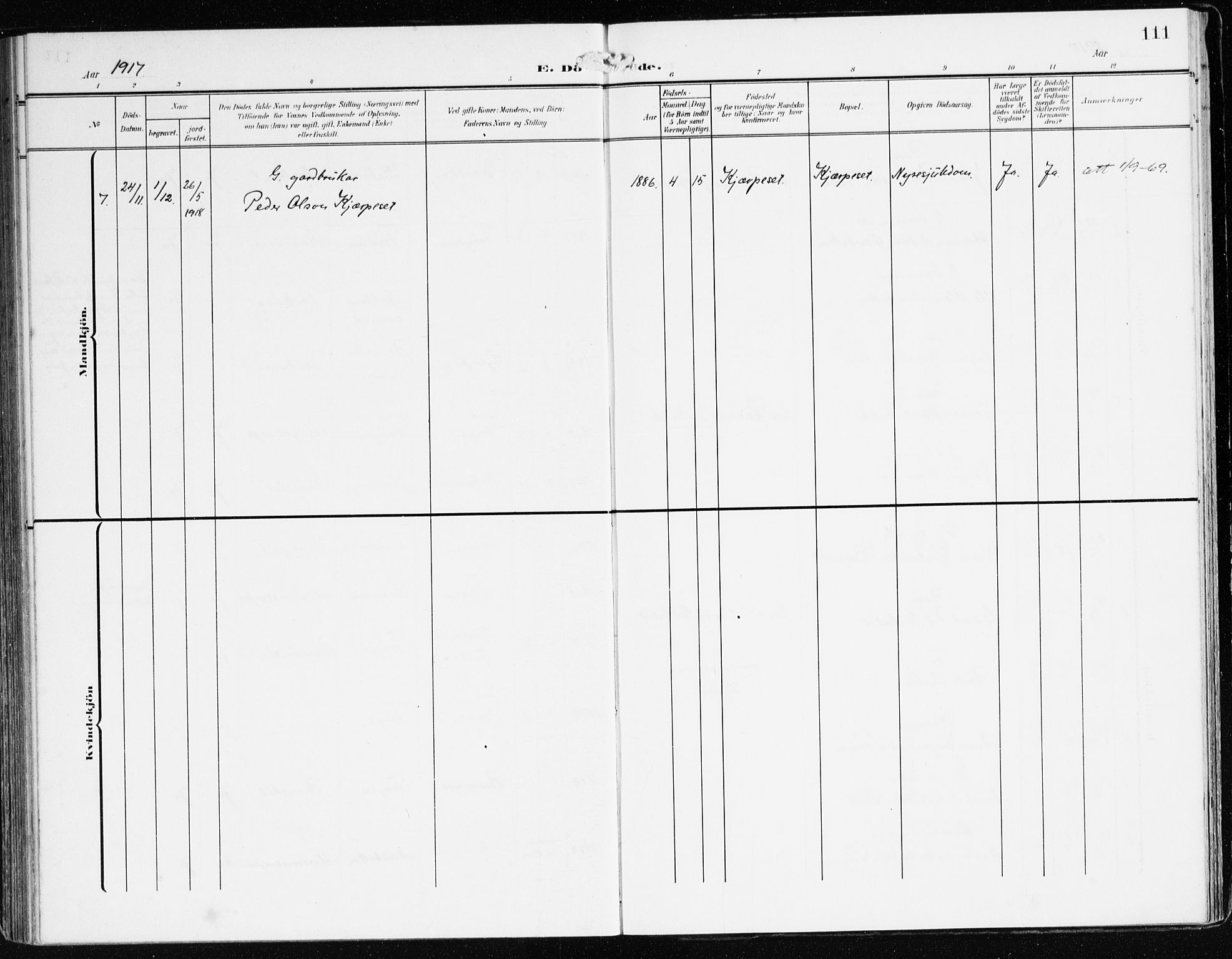 Bremanger sokneprestembete, AV/SAB-A-82201/H/Haa/Haab/L0003: Parish register (official) no. B 3, 1908-1925, p. 111