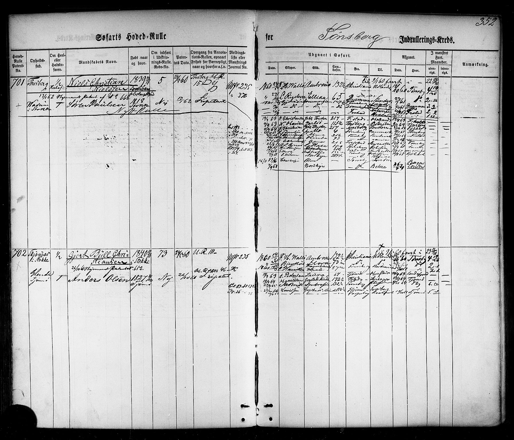 Tønsberg innrulleringskontor, AV/SAKO-A-786/F/Fc/Fca/L0001: Hovedrulle Patent nr. 1-1428, 1860-1861, p. 392