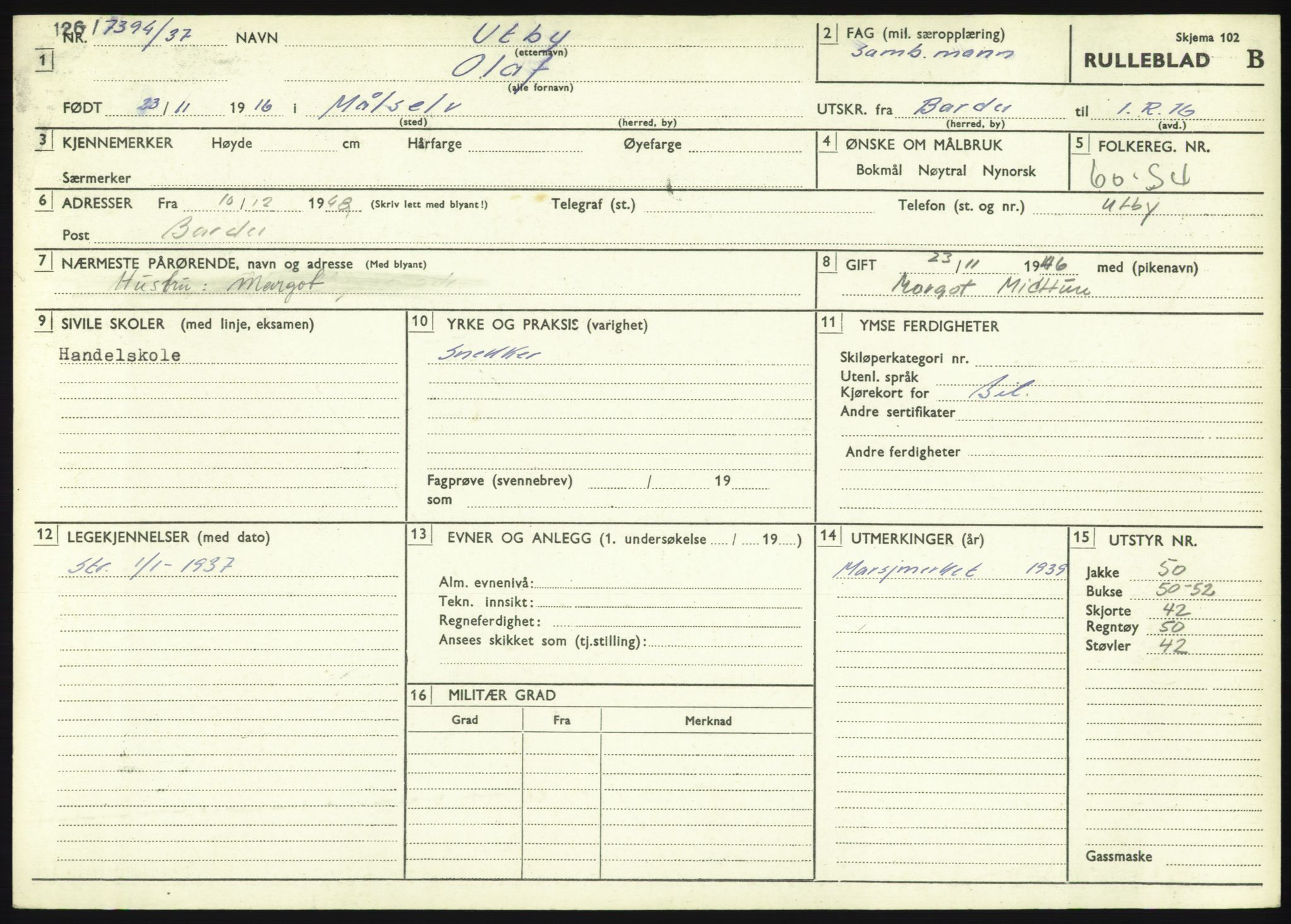 Forsvaret, Troms infanteriregiment nr. 16, AV/RA-RAFA-3146/P/Pa/L0021: Rulleblad for regimentets menige mannskaper, årsklasse 1937, 1937, p. 1199