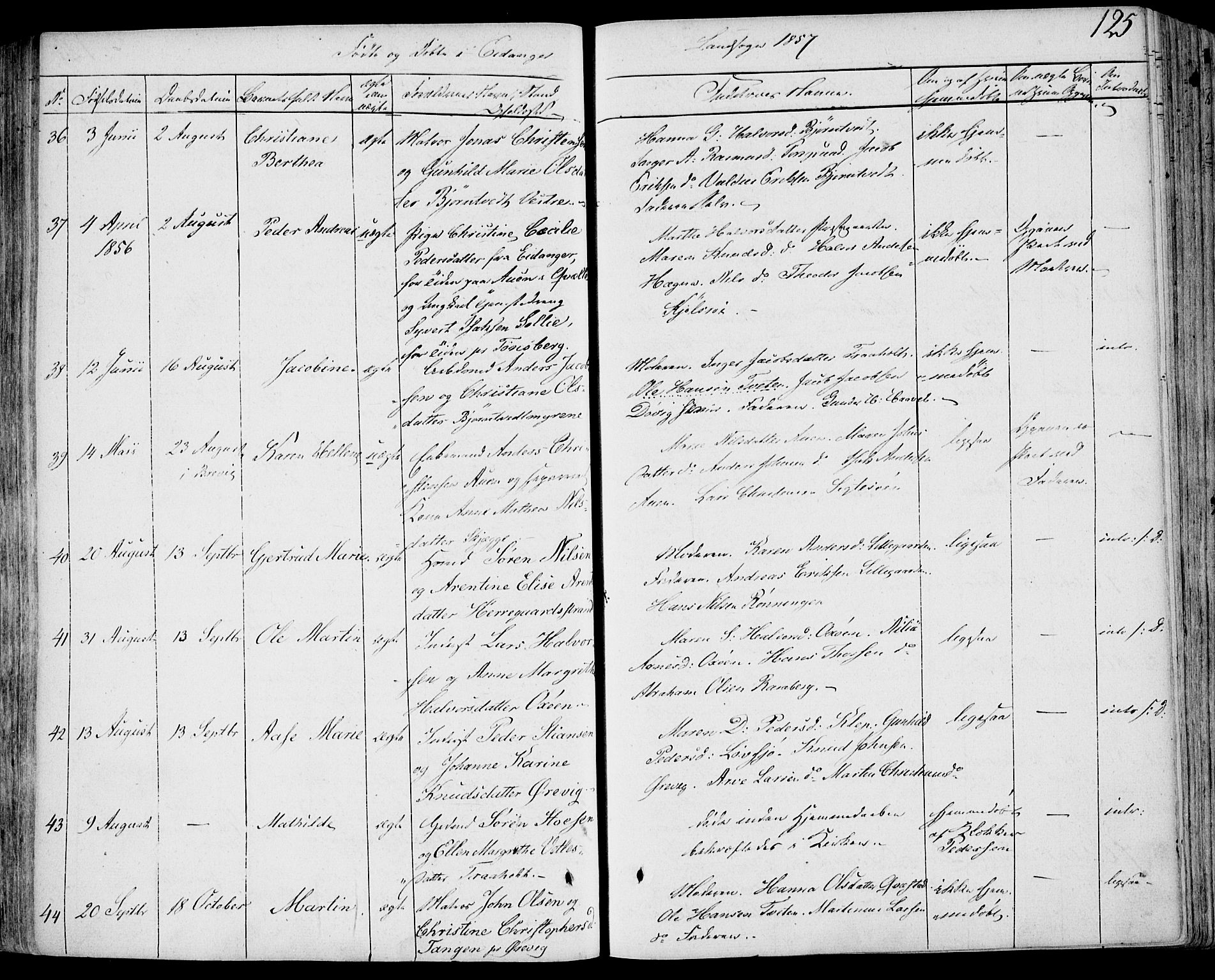 Eidanger kirkebøker, SAKO/A-261/F/Fa/L0008: Parish register (official) no. 8, 1831-1858, p. 125