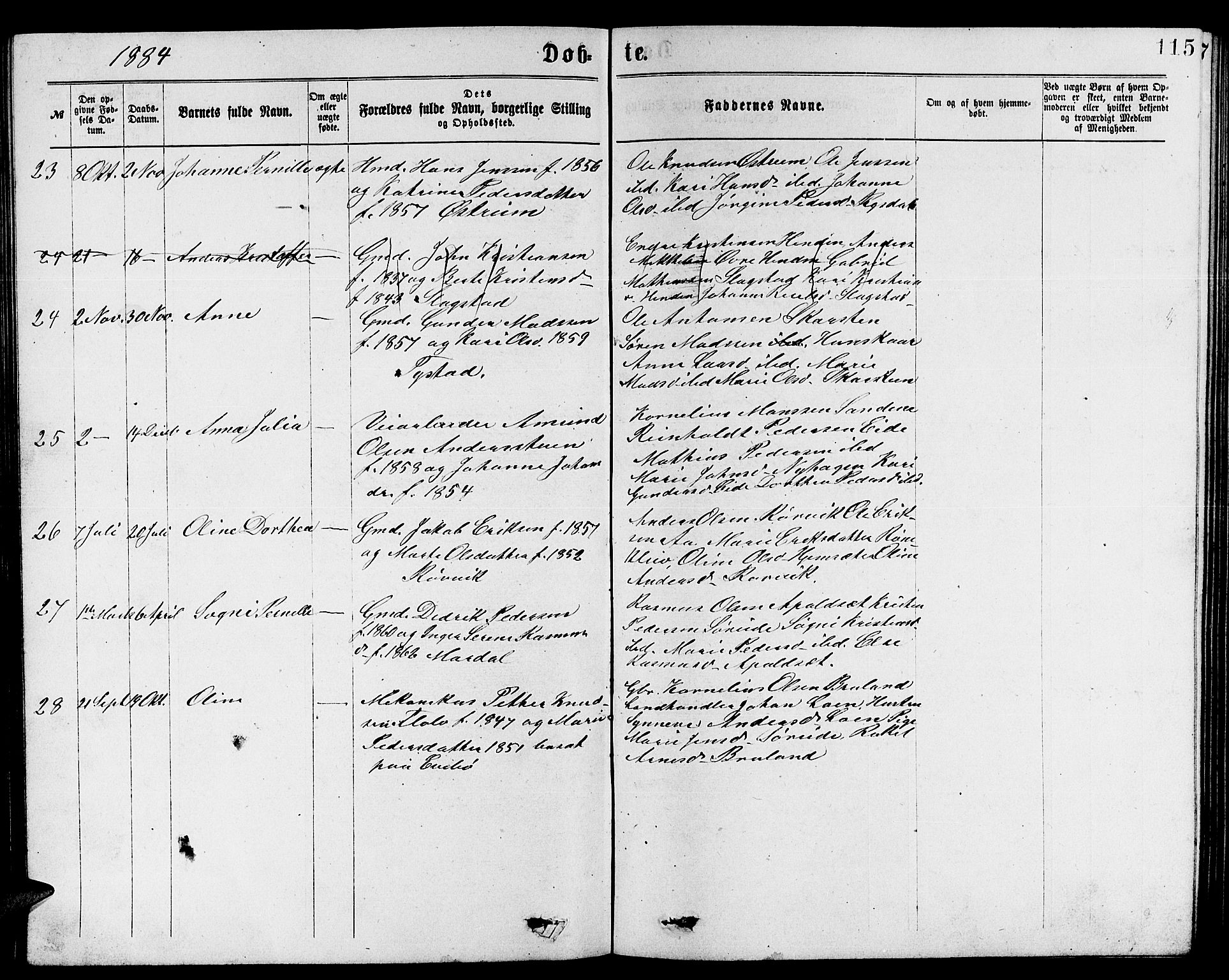 Gloppen sokneprestembete, SAB/A-80101/H/Hab/Habb/L0001: Parish register (copy) no. B 1, 1872-1888, p. 115