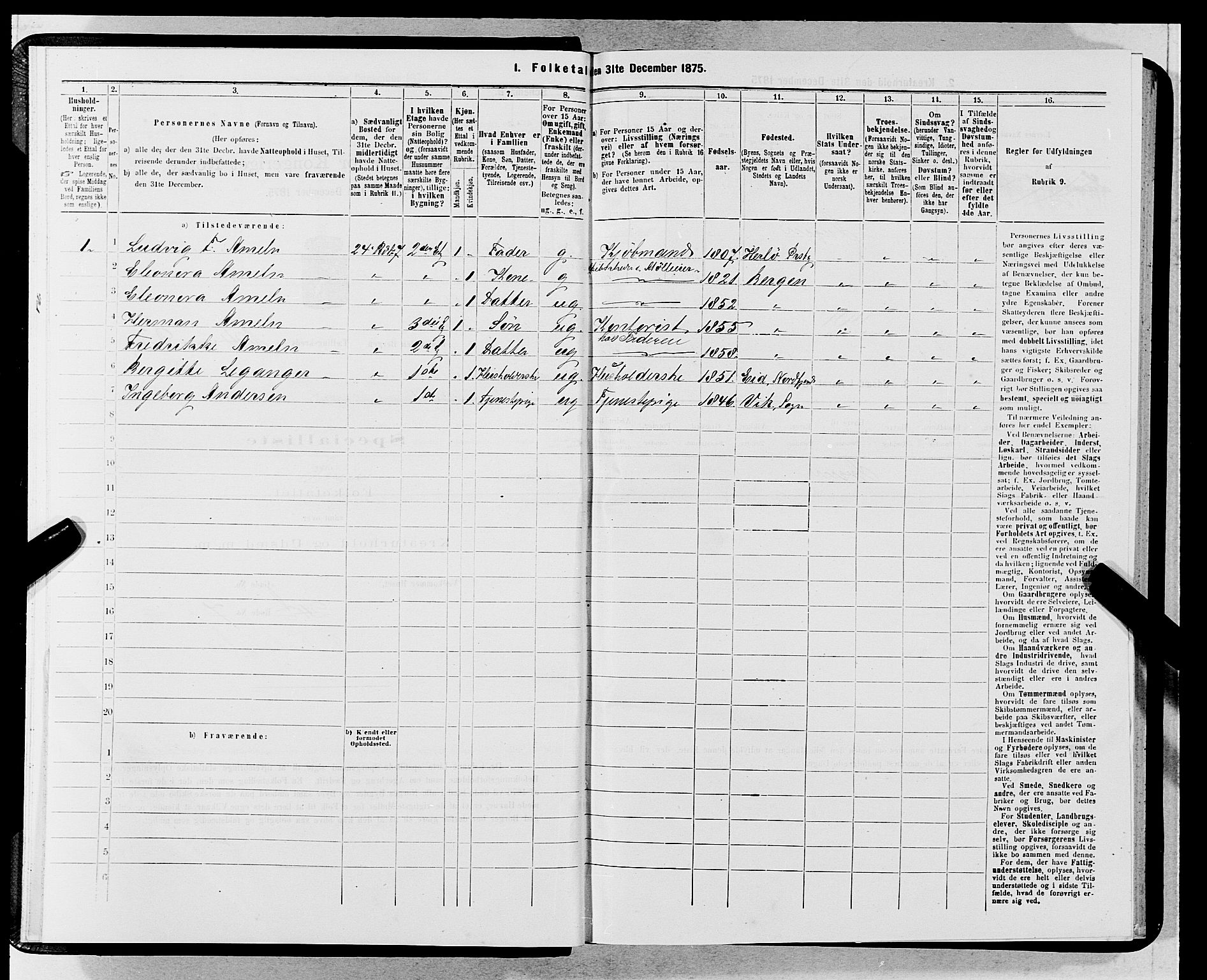 SAB, 1875 census for 1301 Bergen, 1875, p. 5695