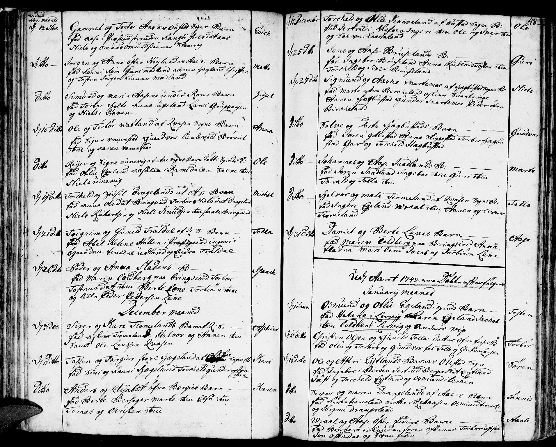 Lyngdal sokneprestkontor, AV/SAK-1111-0029/F/Fa/Fac/L0001: Parish register (official) no. A 1, 1727-1779, p. 48
