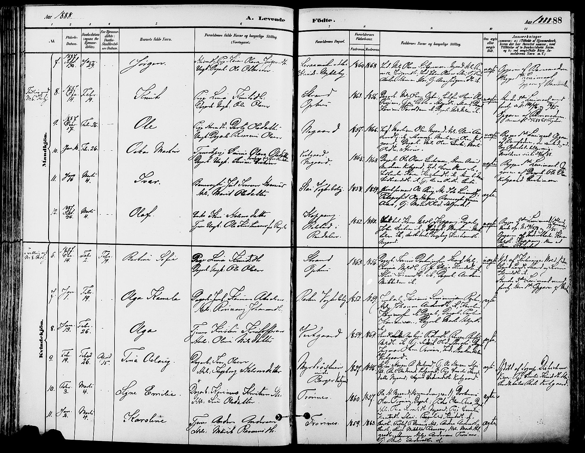 Stor-Elvdal prestekontor, SAH/PREST-052/H/Ha/Haa/L0002: Parish register (official) no. 2, 1882-1907, p. 88