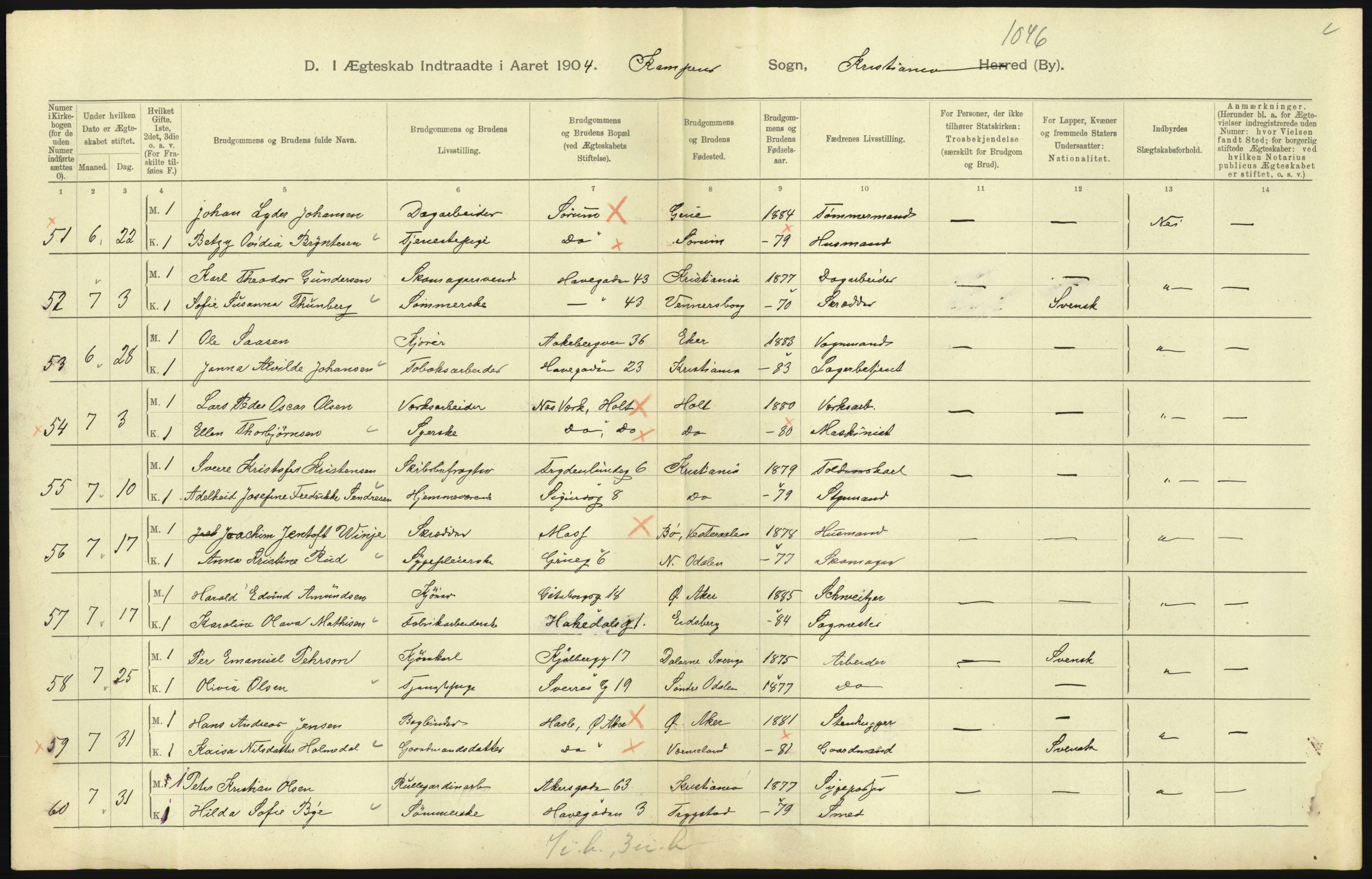 Statistisk sentralbyrå, Sosiodemografiske emner, Befolkning, AV/RA-S-2228/D/Df/Dfa/Dfab/L0004: Kristiania: Gifte, døde, 1904, p. 19