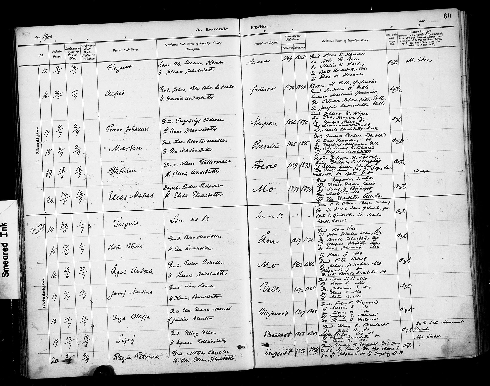 Ministerialprotokoller, klokkerbøker og fødselsregistre - Møre og Romsdal, AV/SAT-A-1454/513/L0177: Parish register (official) no. 513A04, 1890-1906, p. 60