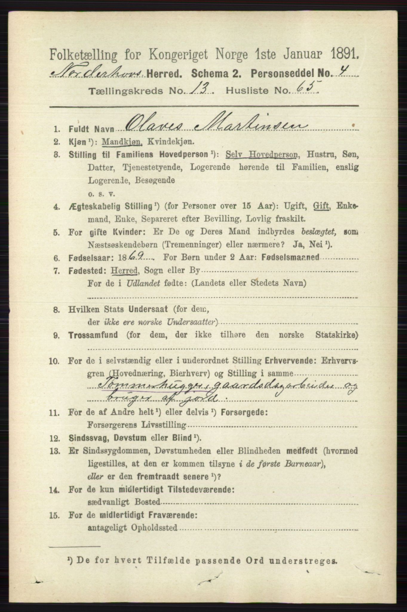 RA, 1891 census for 0613 Norderhov, 1891, p. 9290