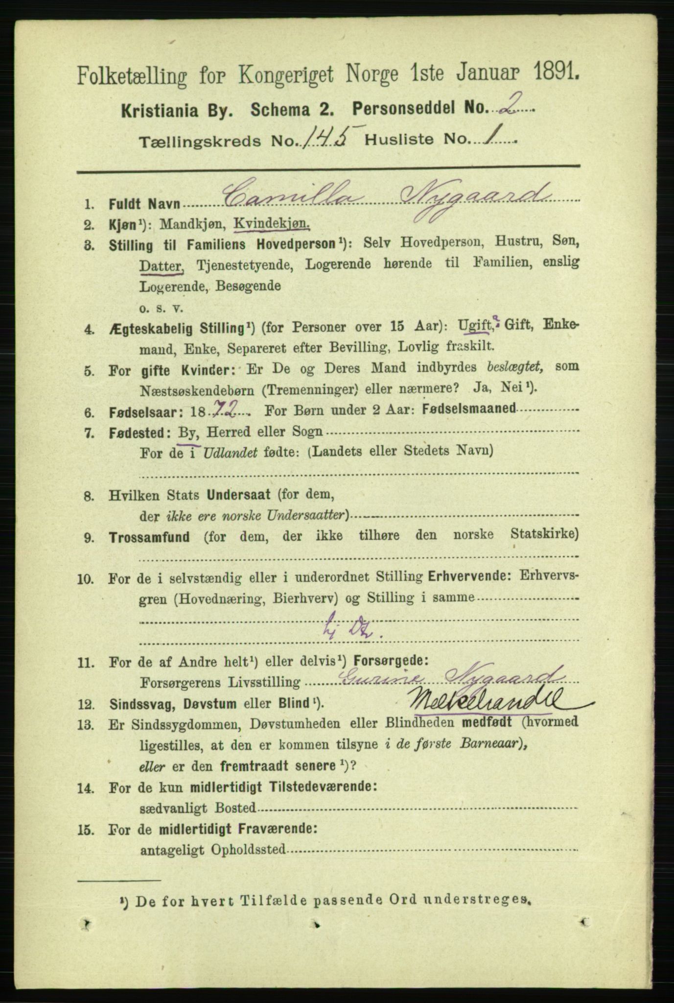 RA, 1891 census for 0301 Kristiania, 1891, p. 79384