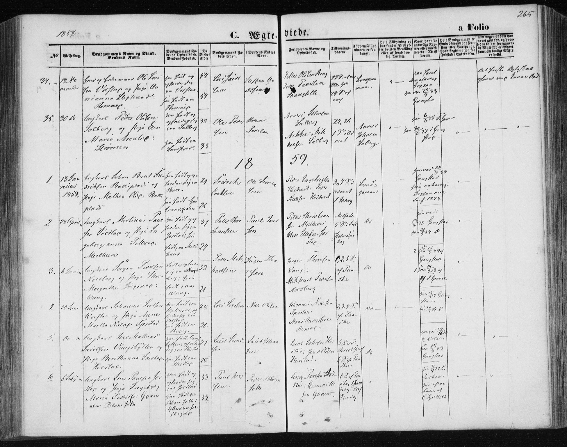 Ministerialprotokoller, klokkerbøker og fødselsregistre - Nord-Trøndelag, SAT/A-1458/730/L0283: Parish register (official) no. 730A08, 1855-1865, p. 265