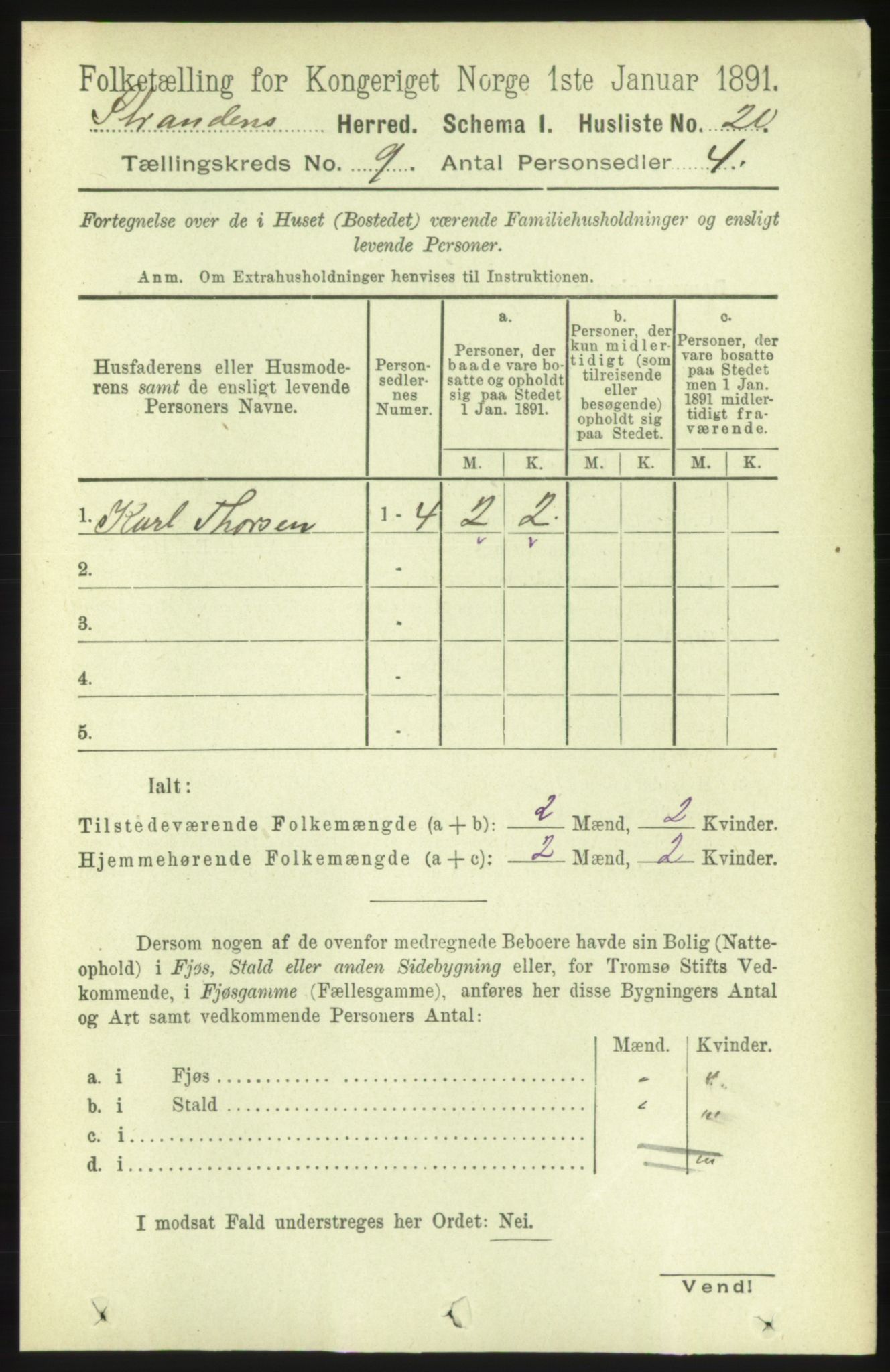 RA, 1891 census for 1525 Stranda, 1891, p. 2187