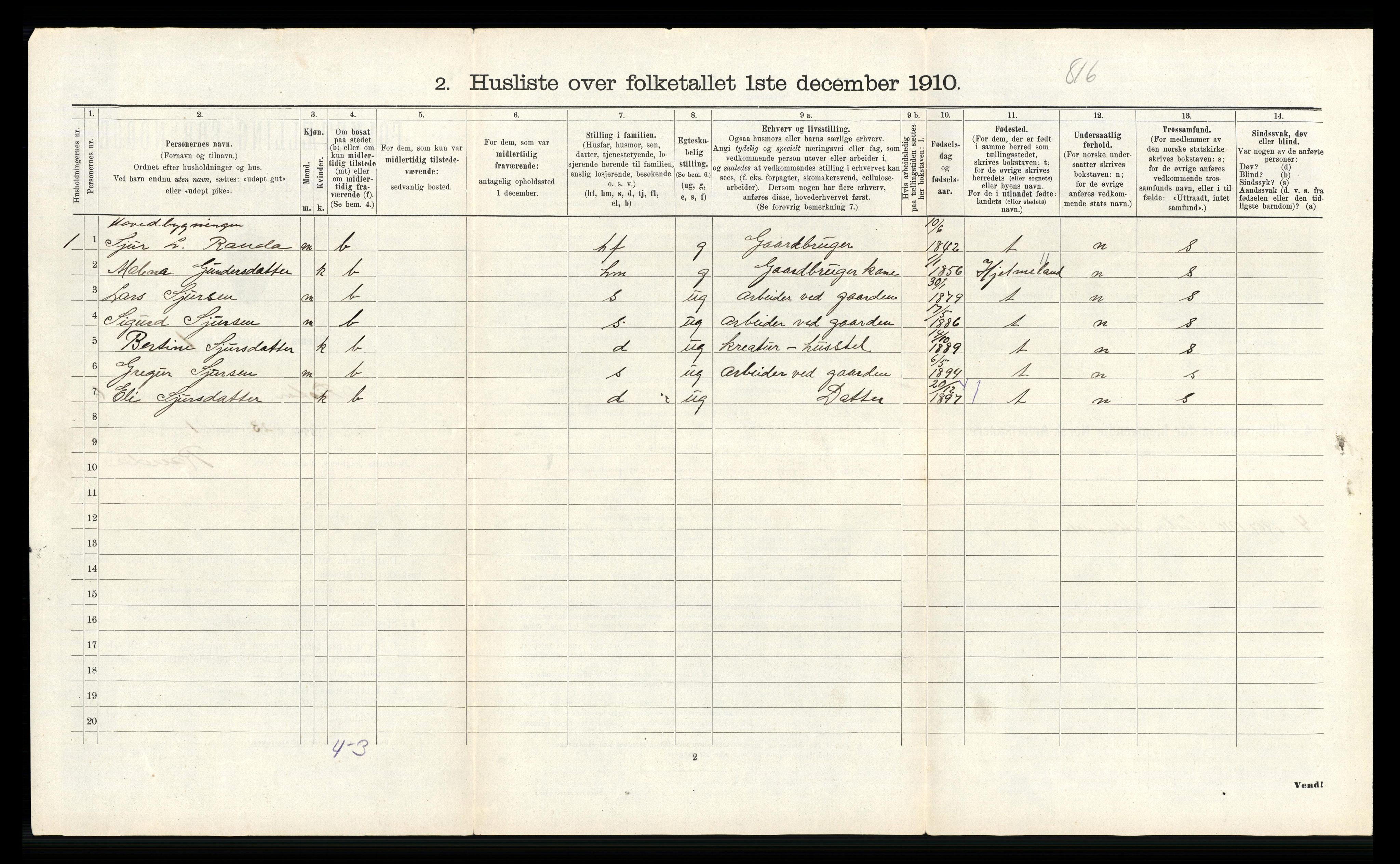 RA, 1910 census for Fister, 1910, p. 287