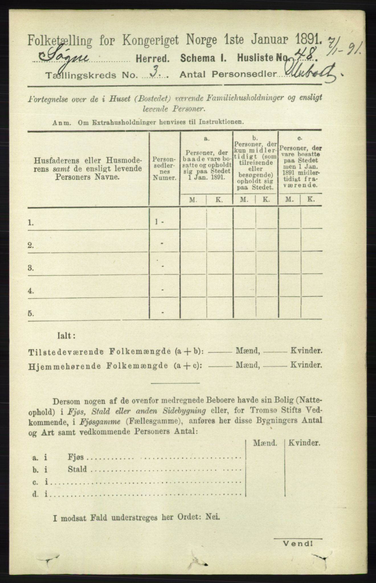 RA, 1891 census for 1018 Søgne, 1891, p. 314