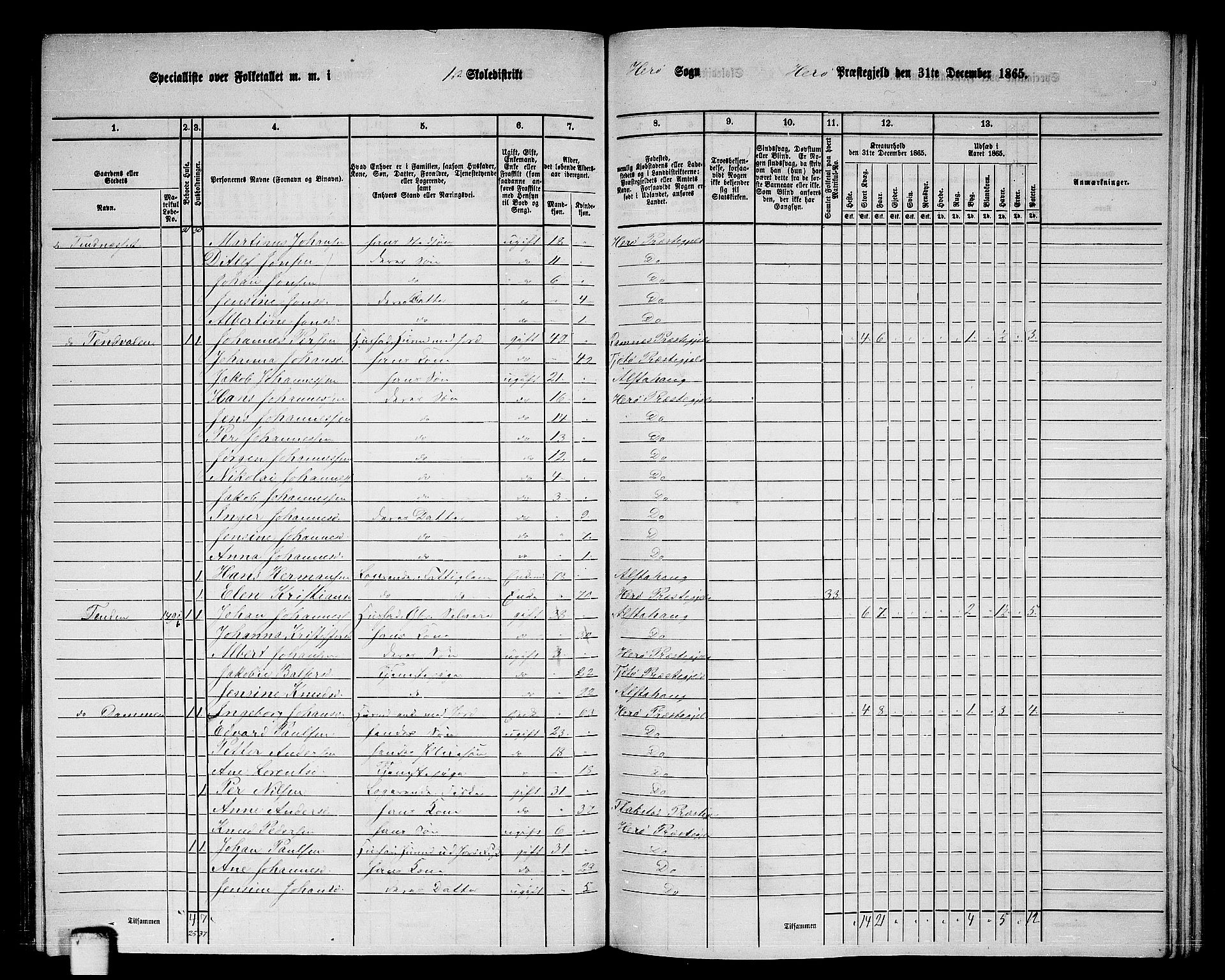 RA, 1865 census for Herøy, 1865, p. 12