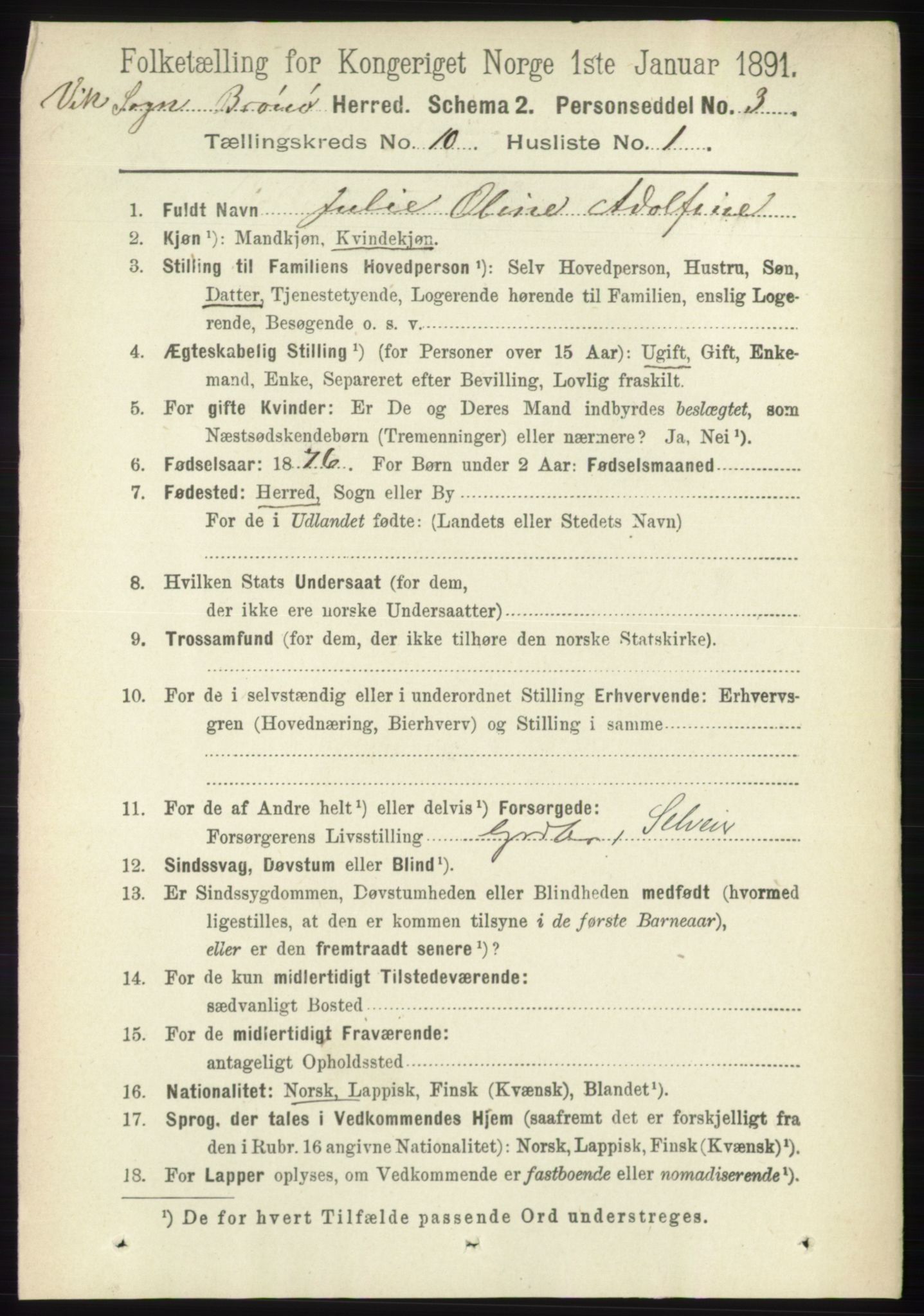 RA, 1891 census for 1814 Brønnøy, 1891, p. 5725