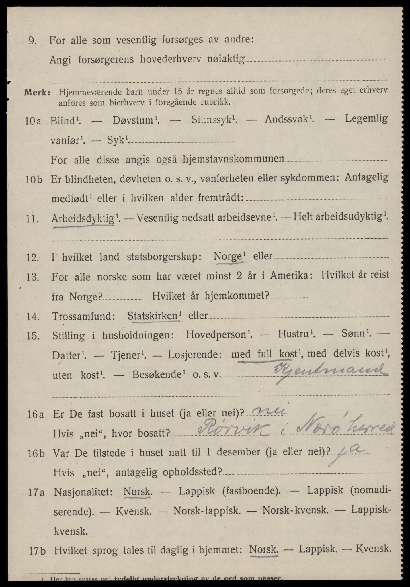 SAT, 1920 census for Stoksund, 1920, p. 3431