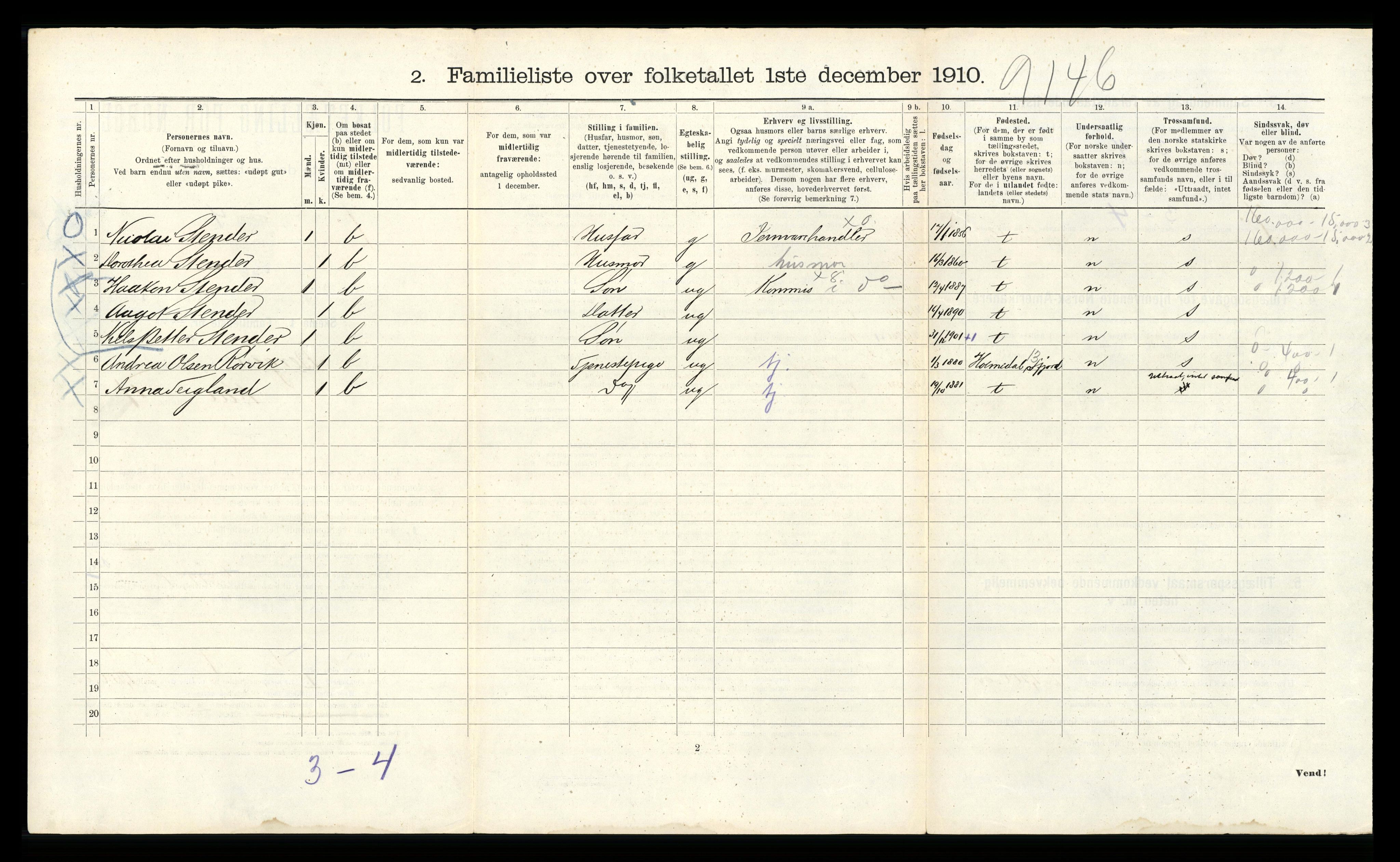 RA, 1910 census for Bergen, 1910, p. 23300