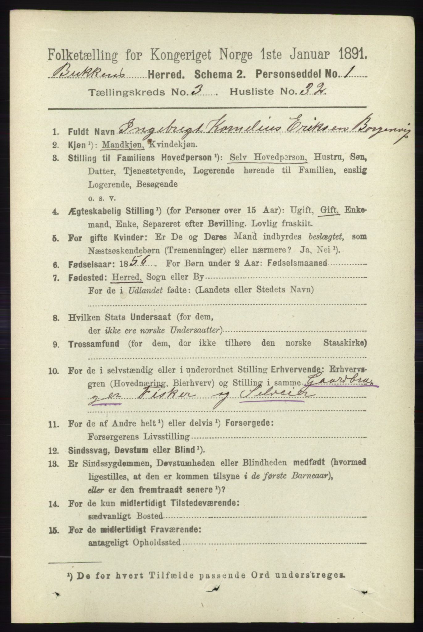 RA, 1891 census for 1145 Bokn, 1891, p. 800