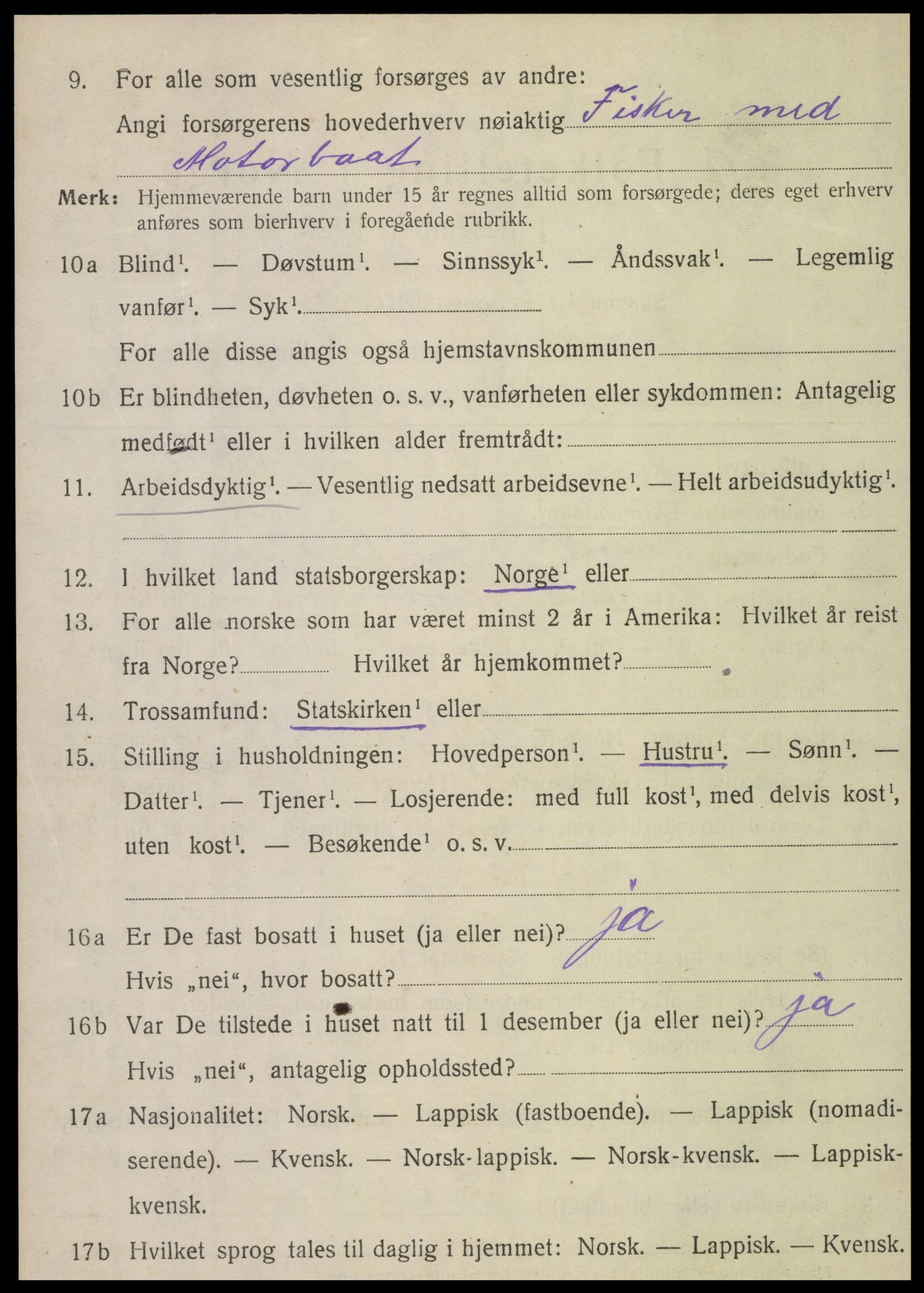 SAT, 1920 census for Nordvik, 1920, p. 1277