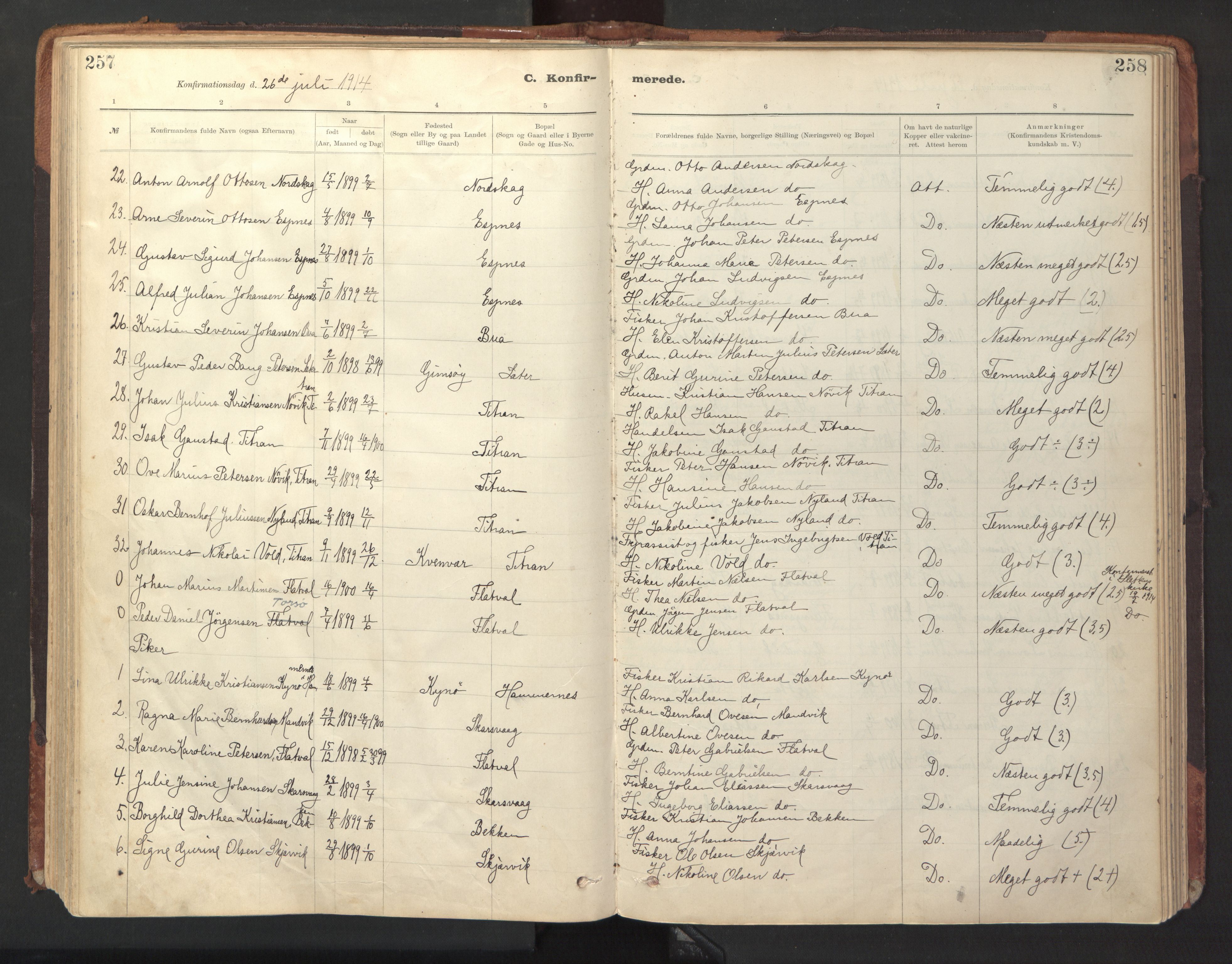 Ministerialprotokoller, klokkerbøker og fødselsregistre - Sør-Trøndelag, SAT/A-1456/641/L0596: Parish register (official) no. 641A02, 1898-1915, p. 257-258