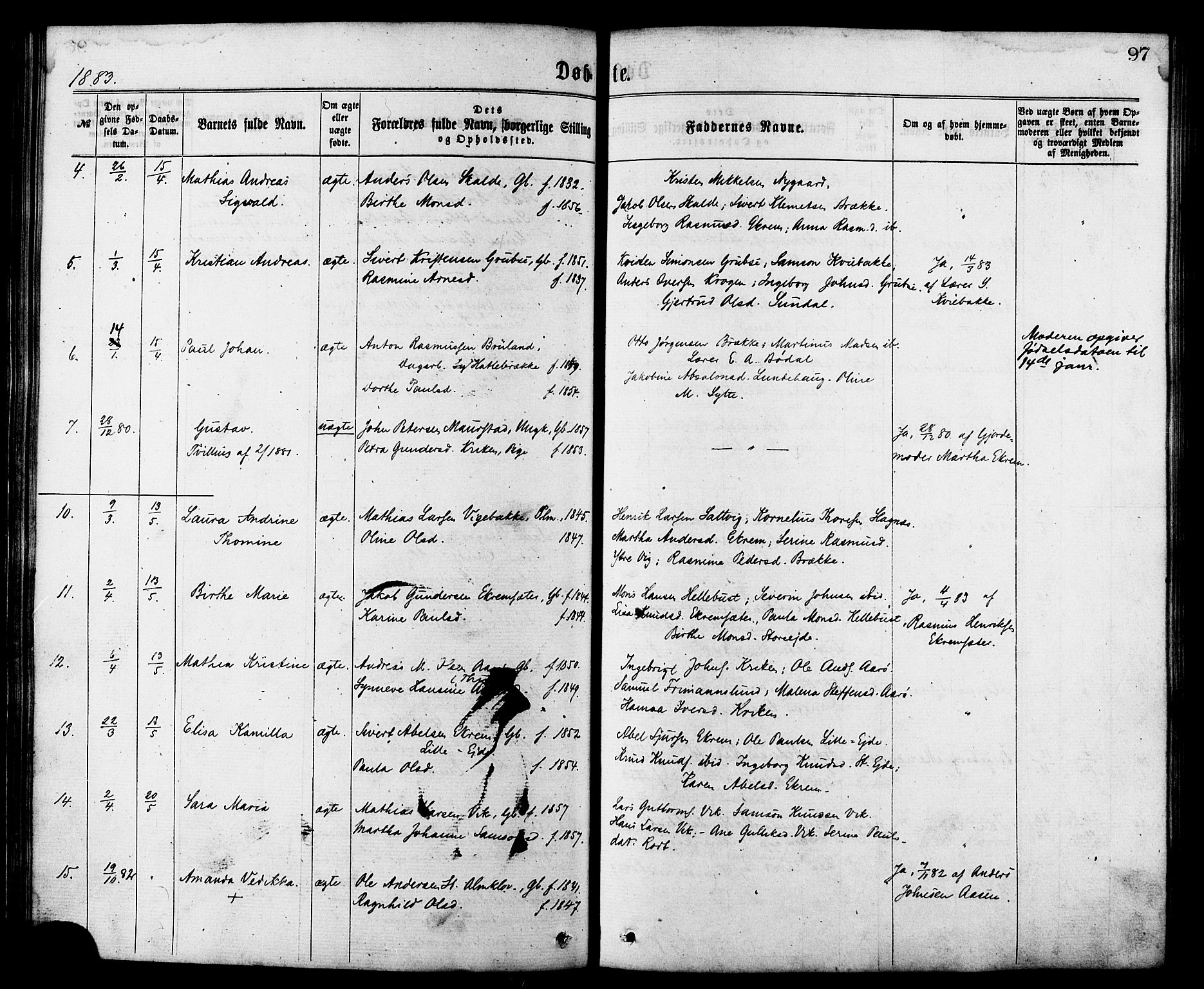 Ministerialprotokoller, klokkerbøker og fødselsregistre - Møre og Romsdal, AV/SAT-A-1454/501/L0007: Parish register (official) no. 501A07, 1868-1884, p. 97