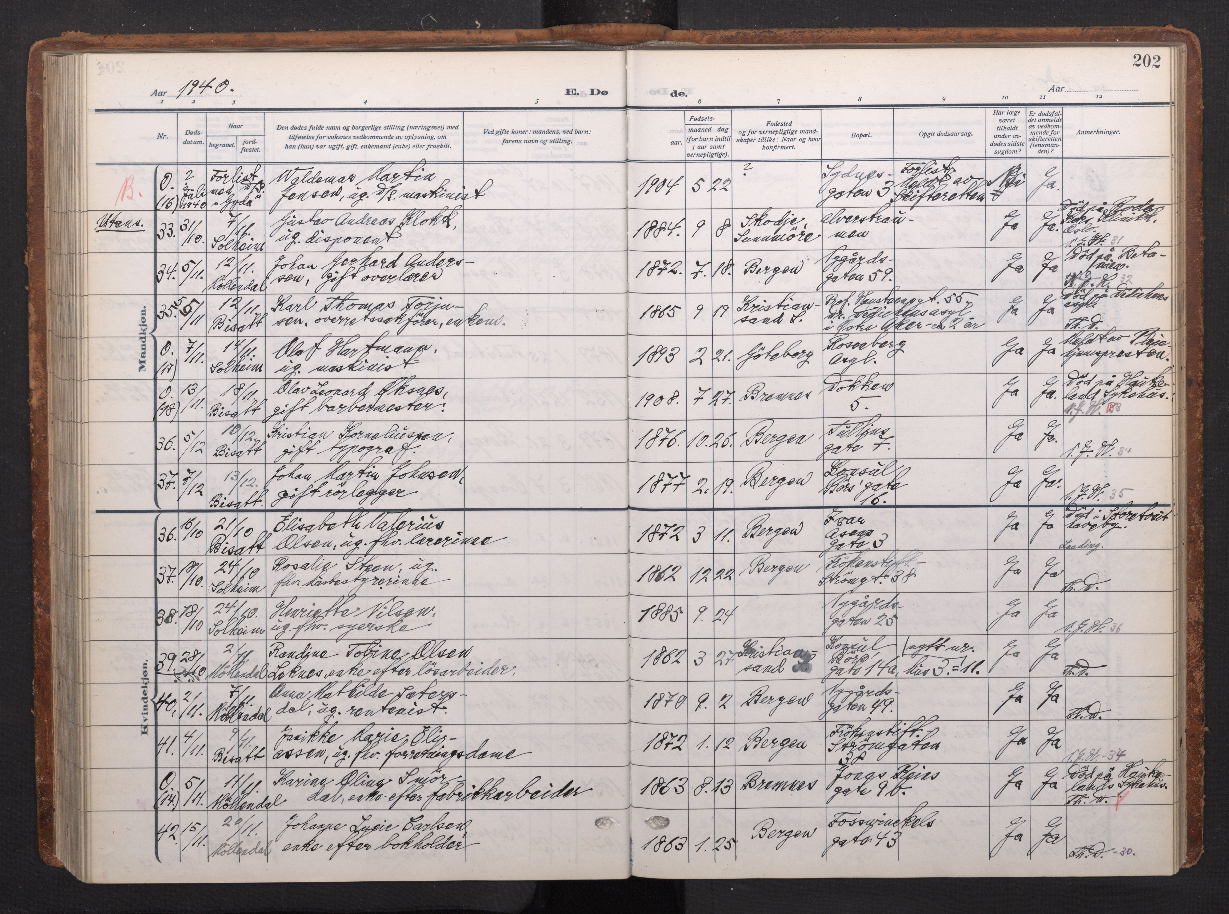 Johanneskirken sokneprestembete, AV/SAB-A-76001/H/Haa/L0020: Parish register (official) no. E 2, 1916-1951, p. 202