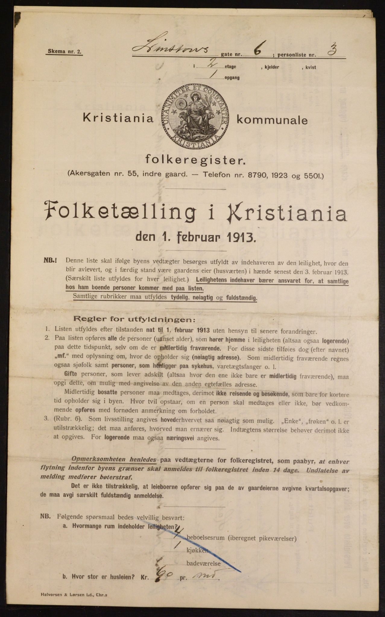 OBA, Municipal Census 1913 for Kristiania, 1913, p. 57543