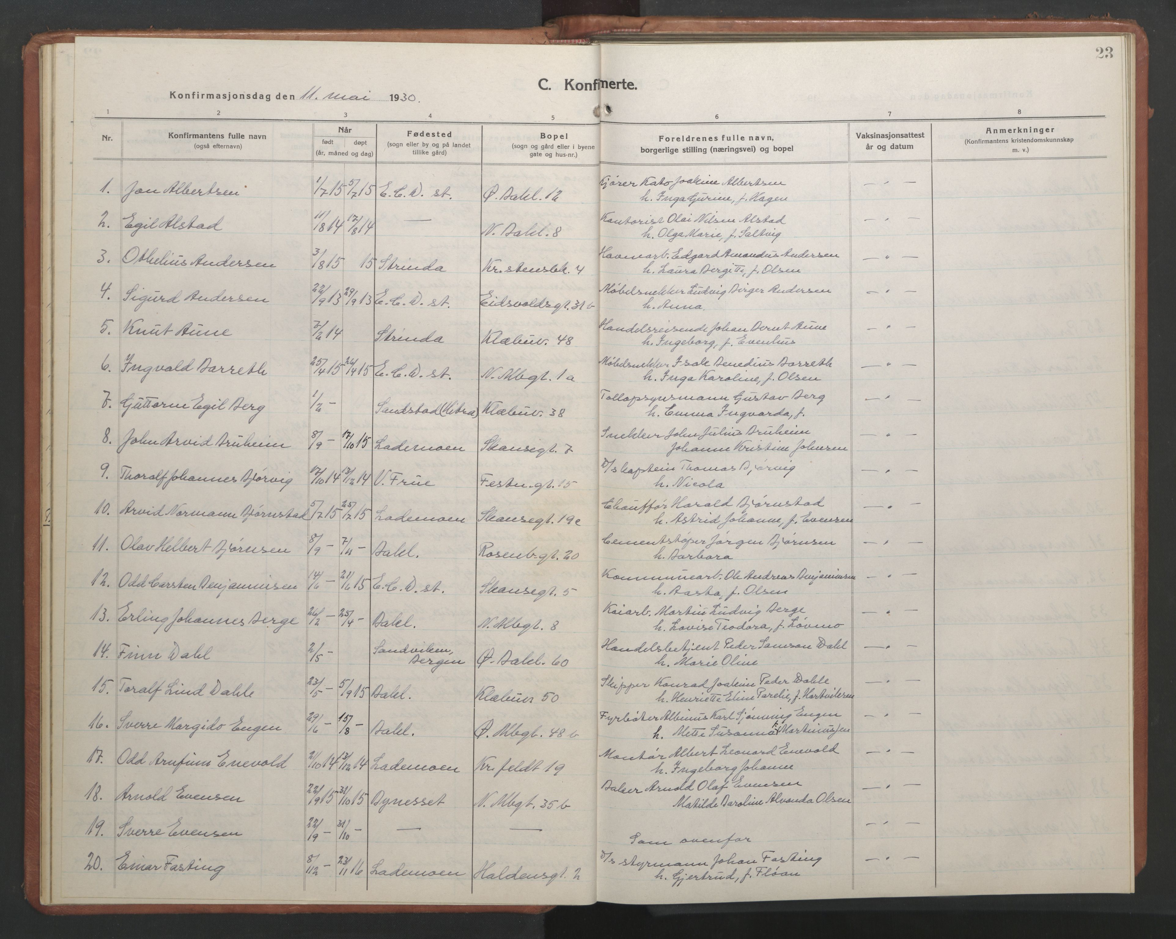 Ministerialprotokoller, klokkerbøker og fødselsregistre - Sør-Trøndelag, SAT/A-1456/604/L0228: Parish register (copy) no. 604C11, 1928-1950, p. 23