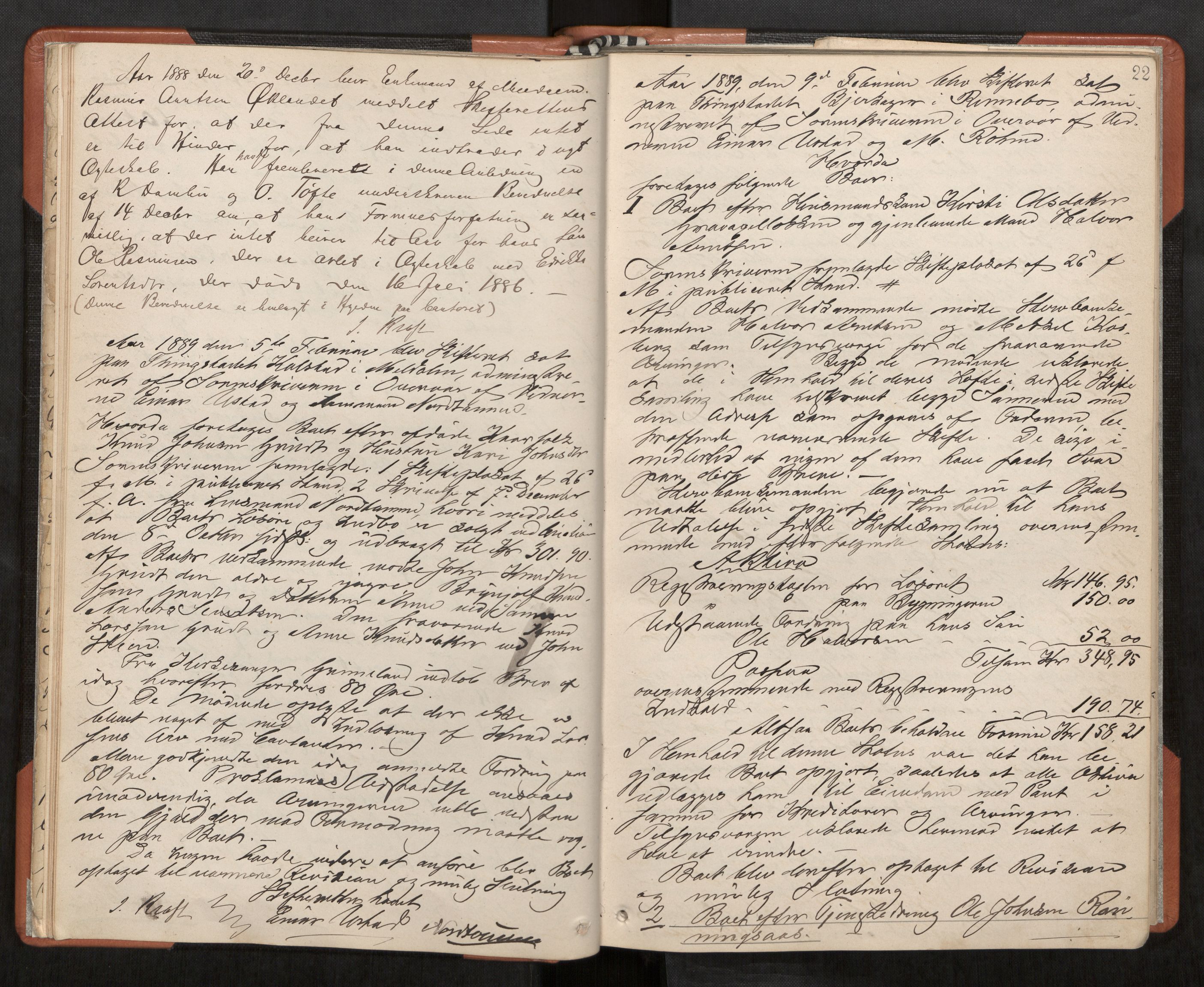 Orkdal sorenskriveri, AV/SAT-A-4169/1/3/3B/L0009: Skiftebehandlingsprotokoll, 1888-1902, p. 22