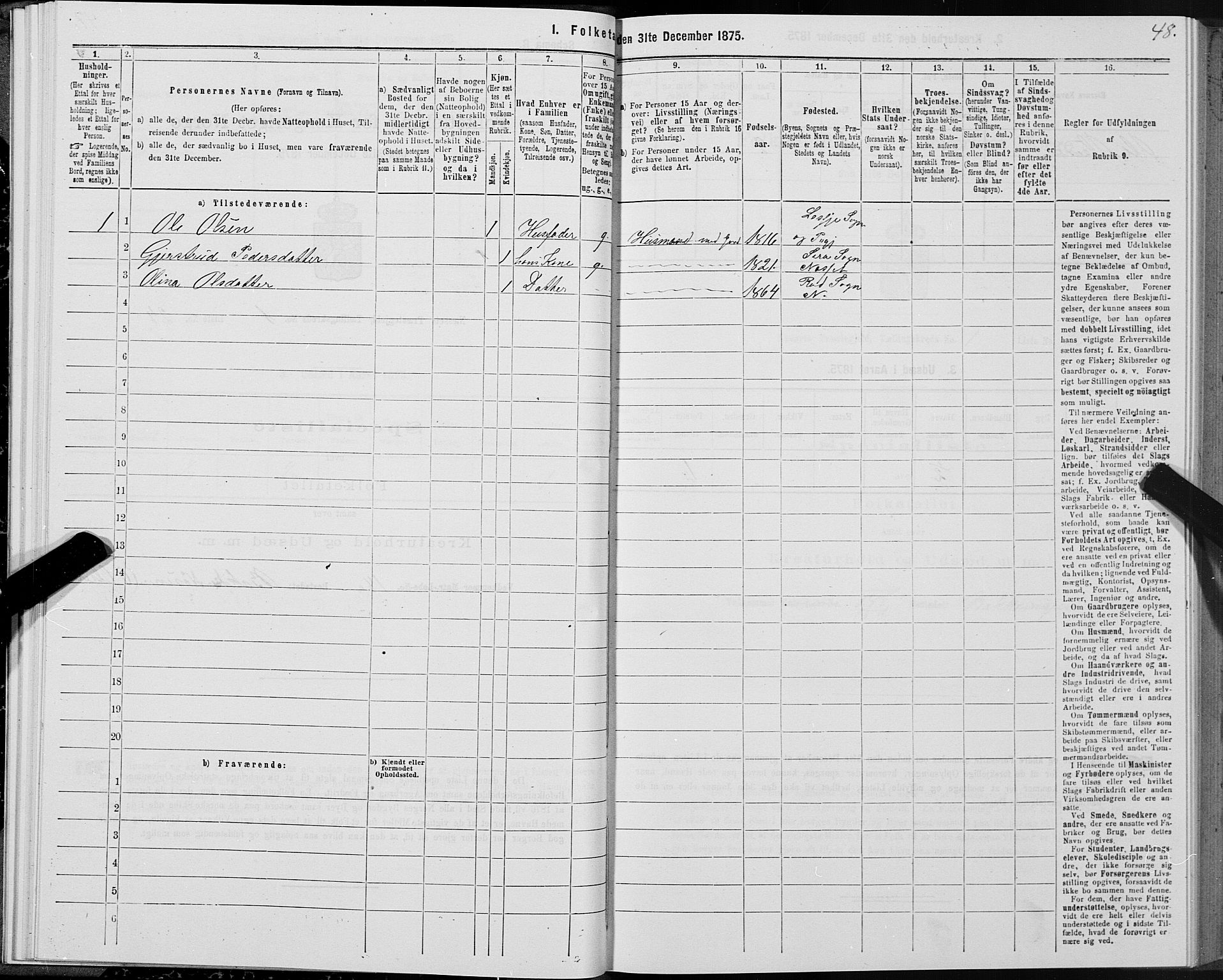 SAT, 1875 census for 1543P Nesset, 1875, p. 1048