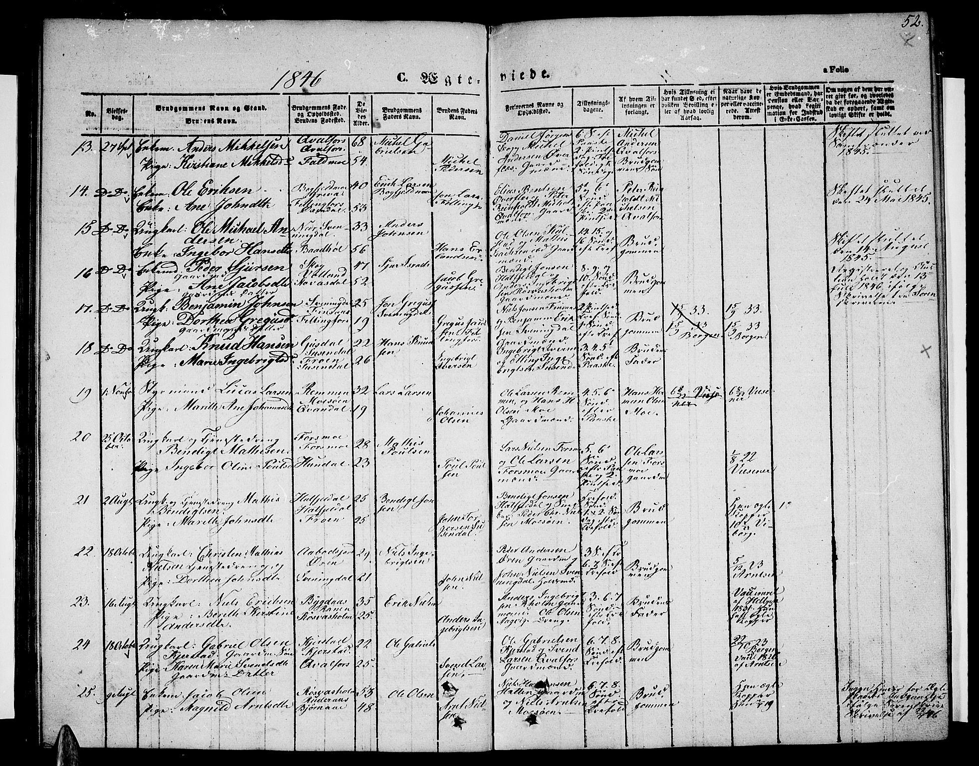 Ministerialprotokoller, klokkerbøker og fødselsregistre - Nordland, SAT/A-1459/820/L0300: Parish register (copy) no. 820C02, 1846-1850, p. 52