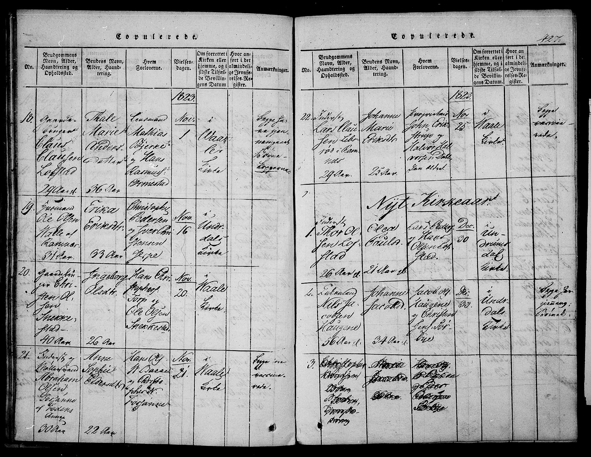 Våle kirkebøker, AV/SAKO-A-334/F/Fa/L0007: Parish register (official) no. I 7, 1814-1824, p. 426-427