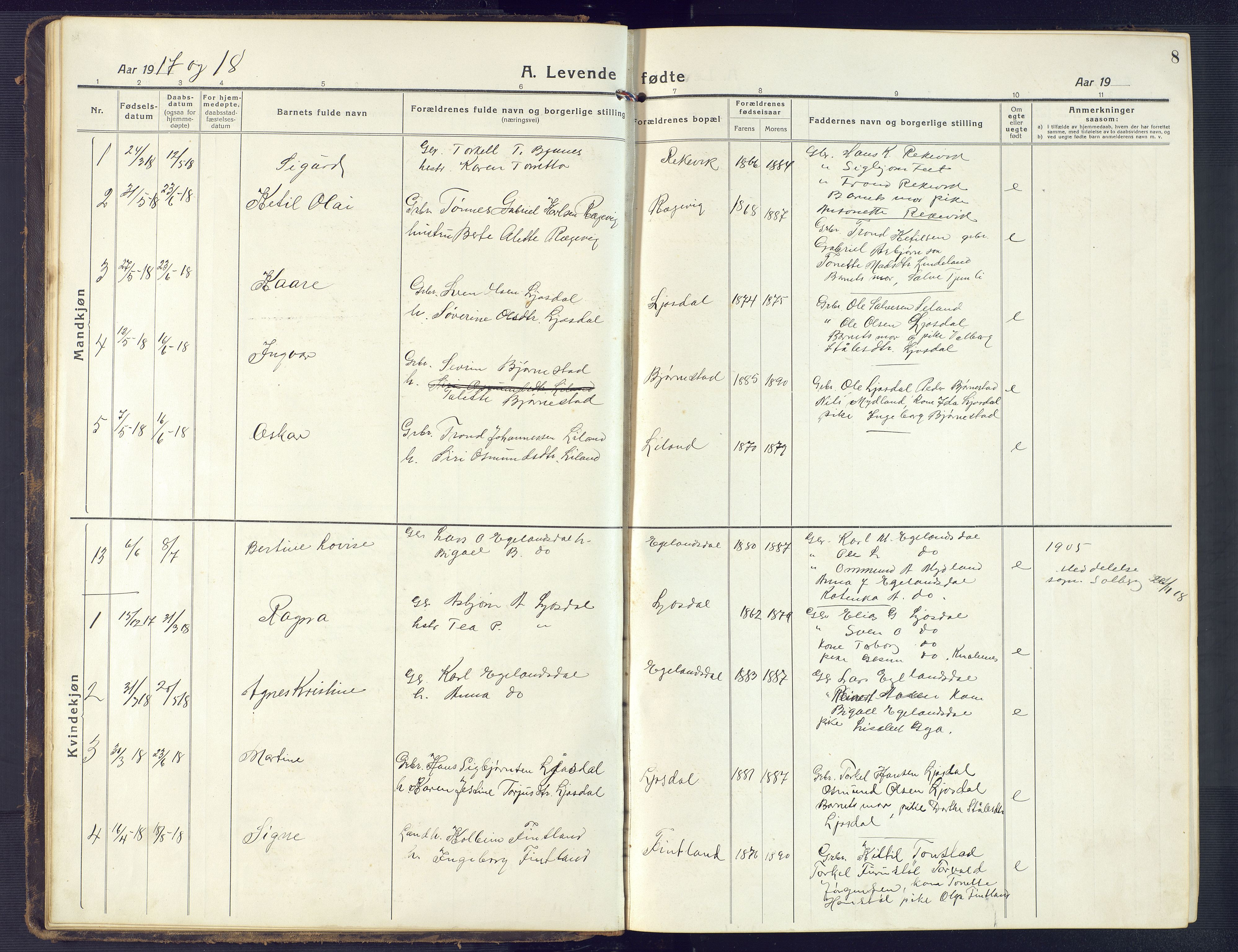 Sirdal sokneprestkontor, AV/SAK-1111-0036/F/Fb/Fbb/L0005: Parish register (copy) no. B 5, 1916-1960, p. 8