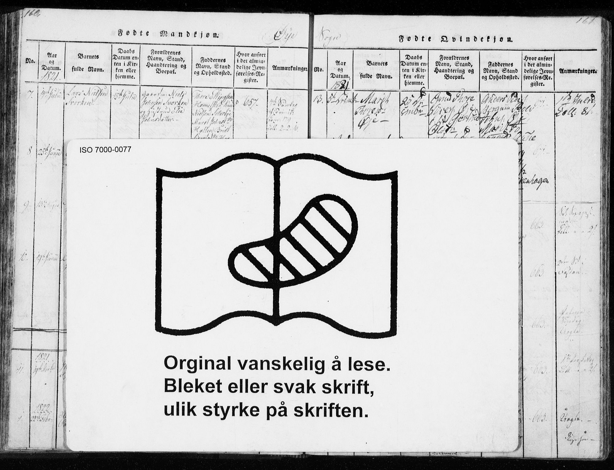 Ministerialprotokoller, klokkerbøker og fødselsregistre - Møre og Romsdal, SAT/A-1454/595/L1041: Parish register (official) no. 595A03, 1819-1829, p. 160-161