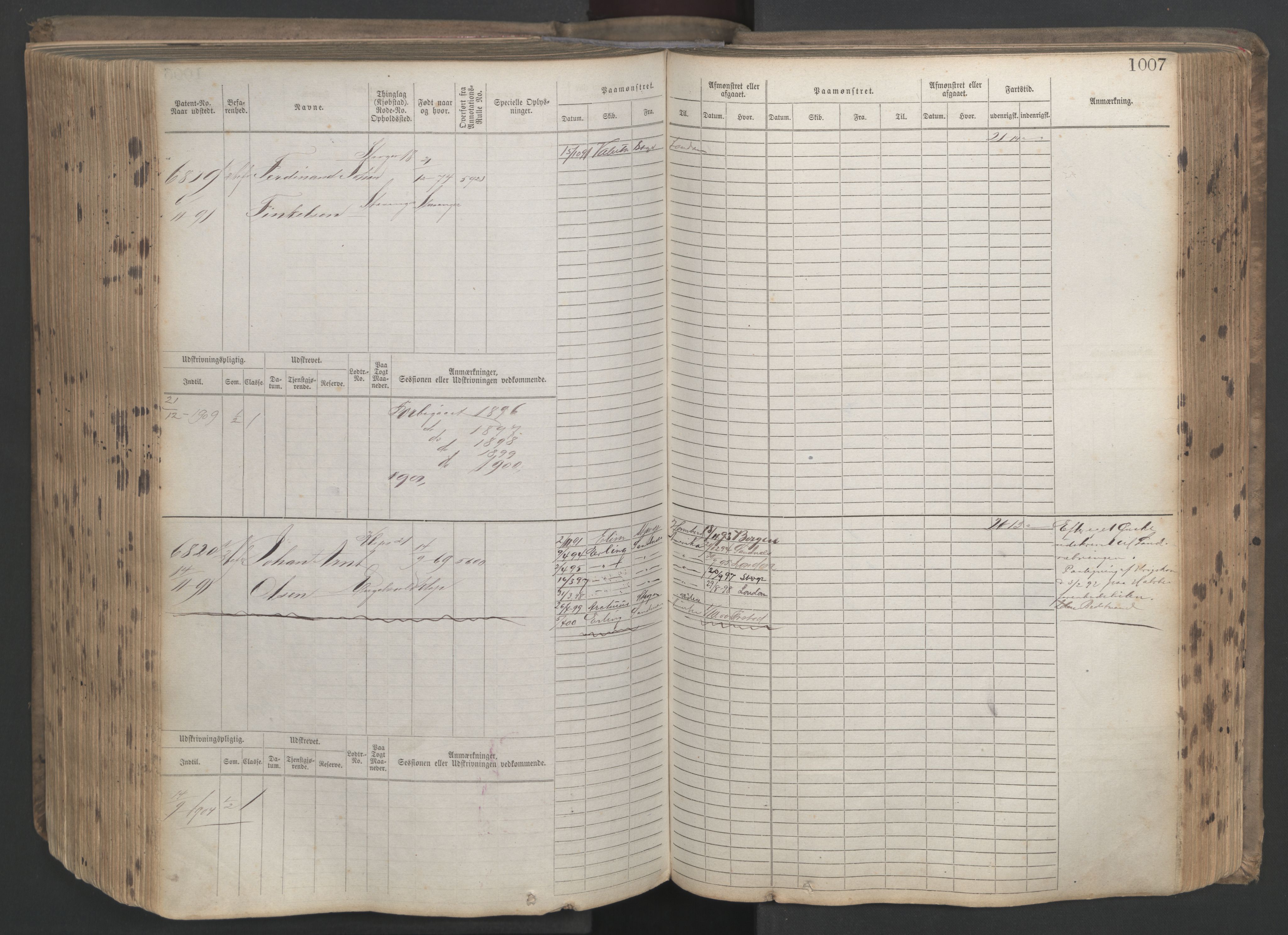 Stavanger sjømannskontor, AV/SAST-A-102006/F/Fb/Fbb/L0021: Sjøfartshovedrulle patnentnr. 6005-7204 (dublett), 1887, p. 412