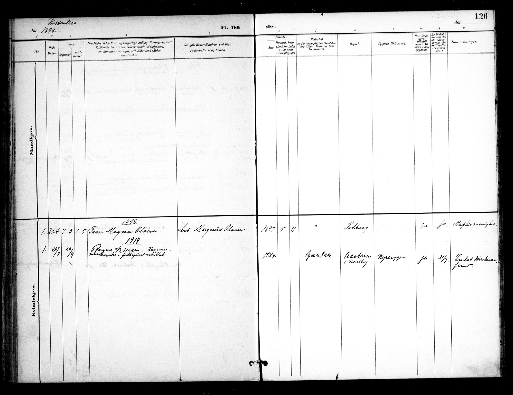 Ås prestekontor Kirkebøker, SAO/A-10894/F/Fb/L0002: Parish register (official) no. II 2, 1895-1916, p. 126
