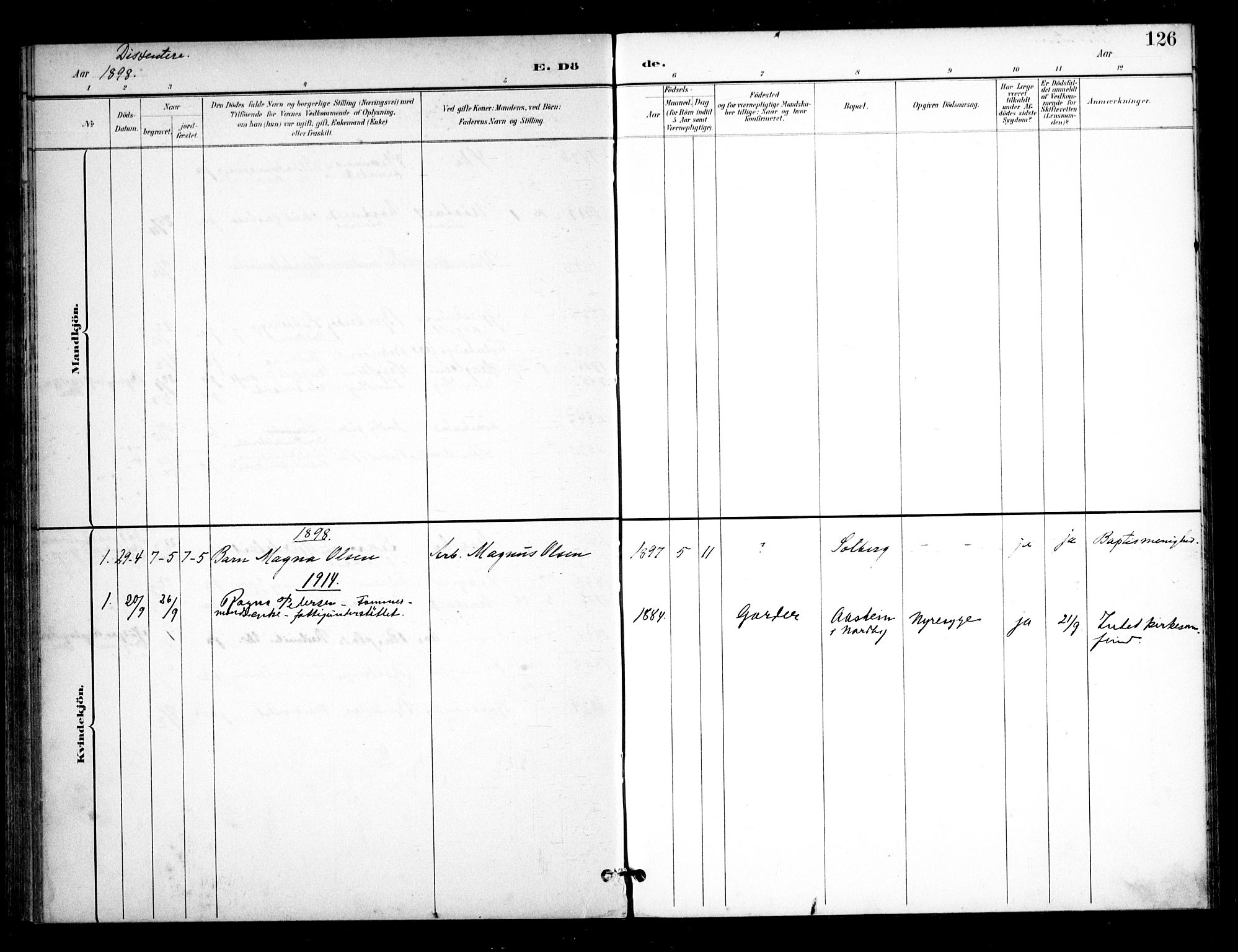 Ås prestekontor Kirkebøker, AV/SAO-A-10894/F/Fb/L0002: Parish register (official) no. II 2, 1895-1916, p. 126