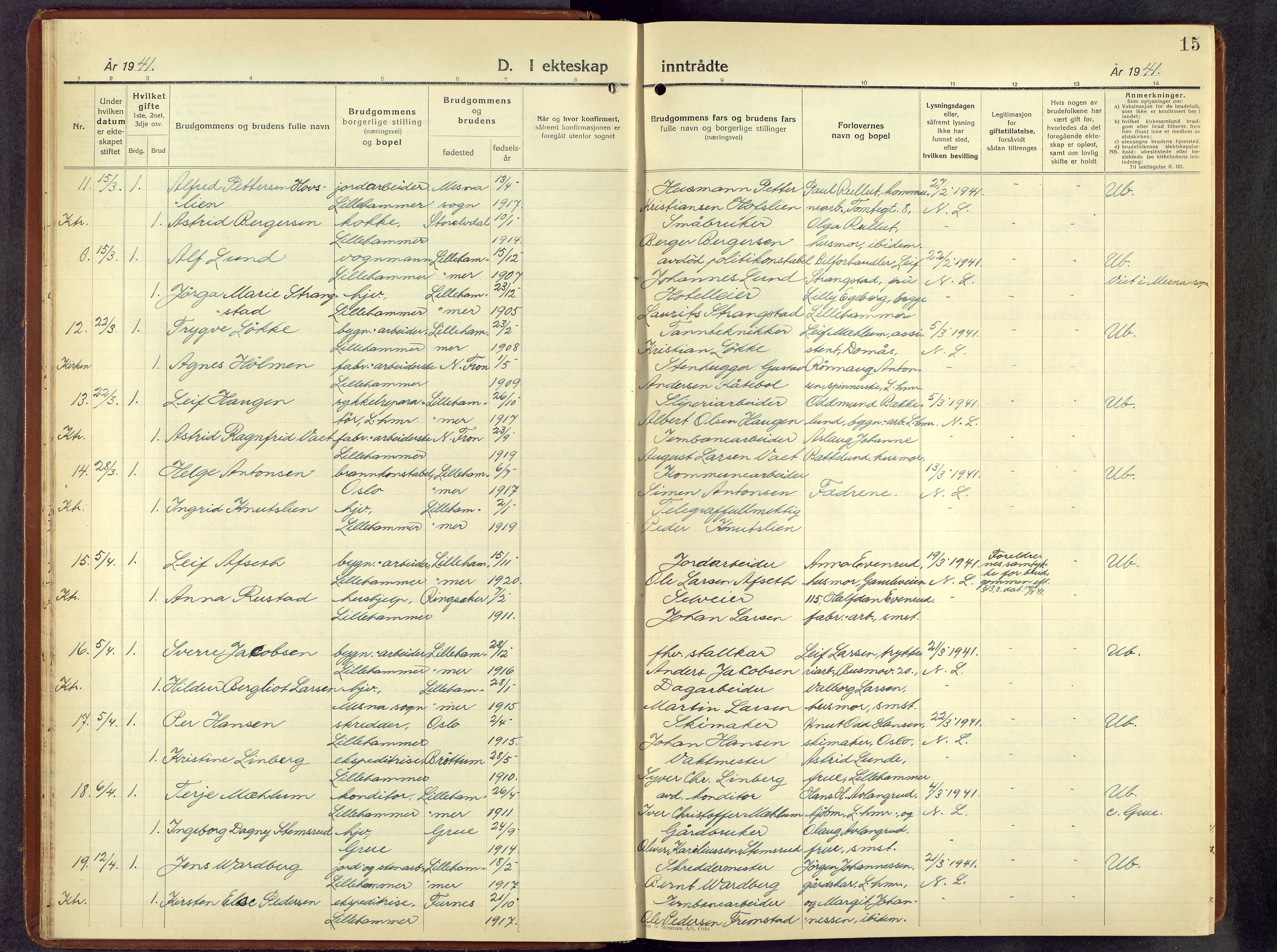 Lillehammer prestekontor, AV/SAH-PREST-088/H/Ha/Hab/L0004: Parish register (copy) no. 4, 1940-1955, p. 15