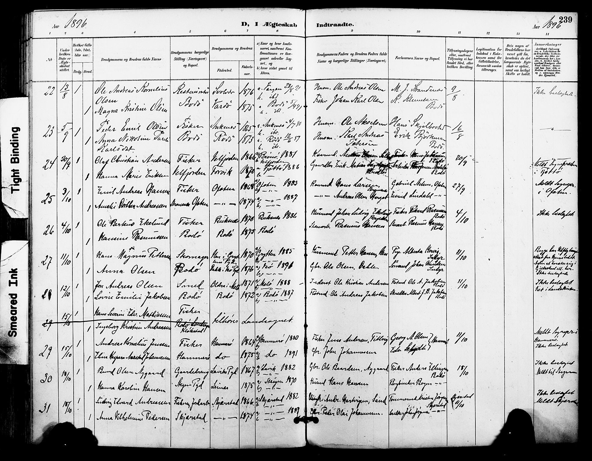 Ministerialprotokoller, klokkerbøker og fødselsregistre - Nordland, AV/SAT-A-1459/801/L0010: Parish register (official) no. 801A10, 1888-1899, p. 240