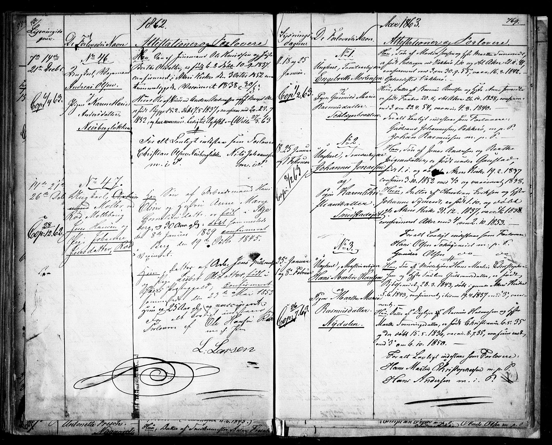 Aker prestekontor kirkebøker, AV/SAO-A-10861/H/L0005: Banns register no. 5, 1853-1864, p. 768-769