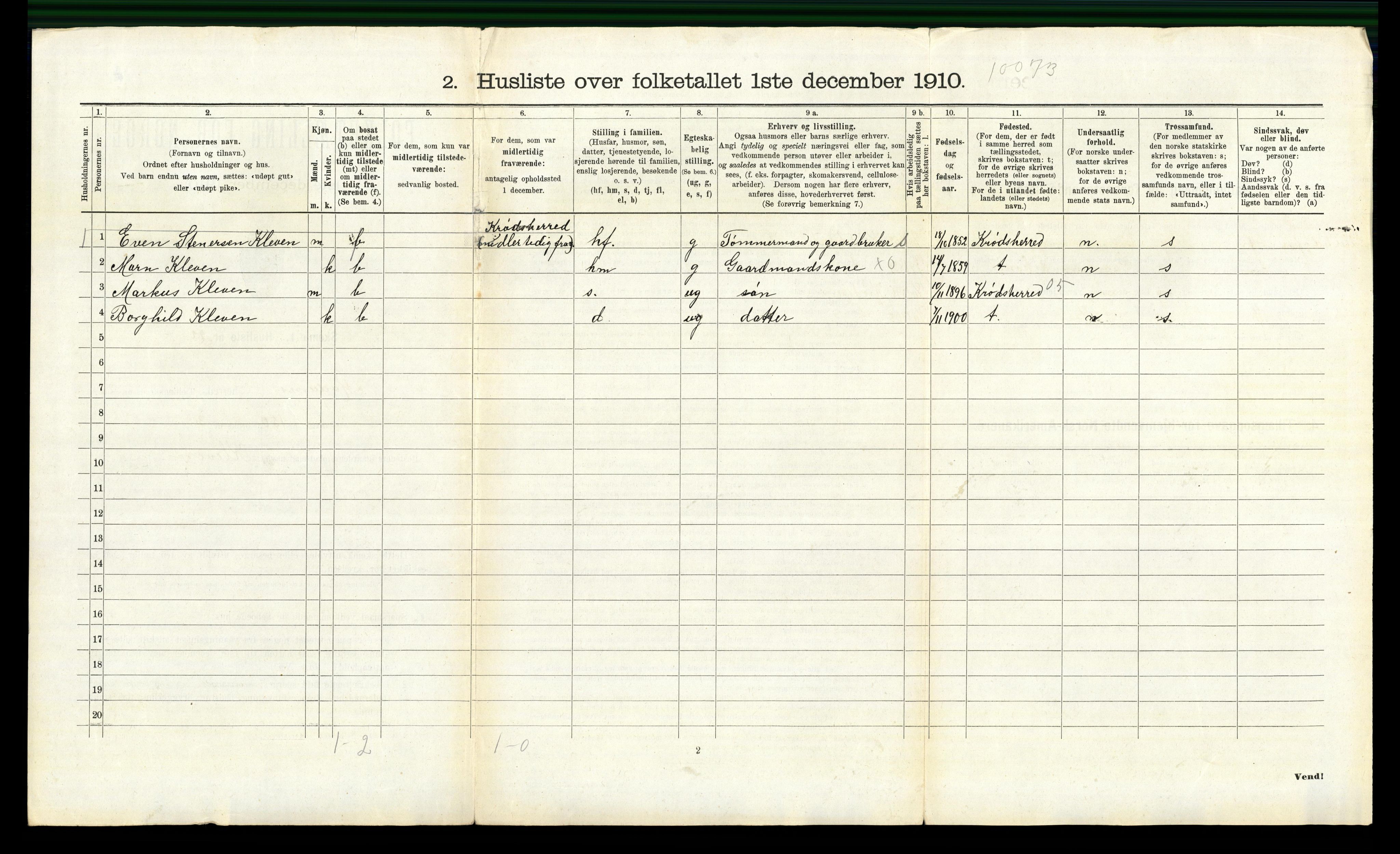 RA, 1910 census for Modum, 1910, p. 3743