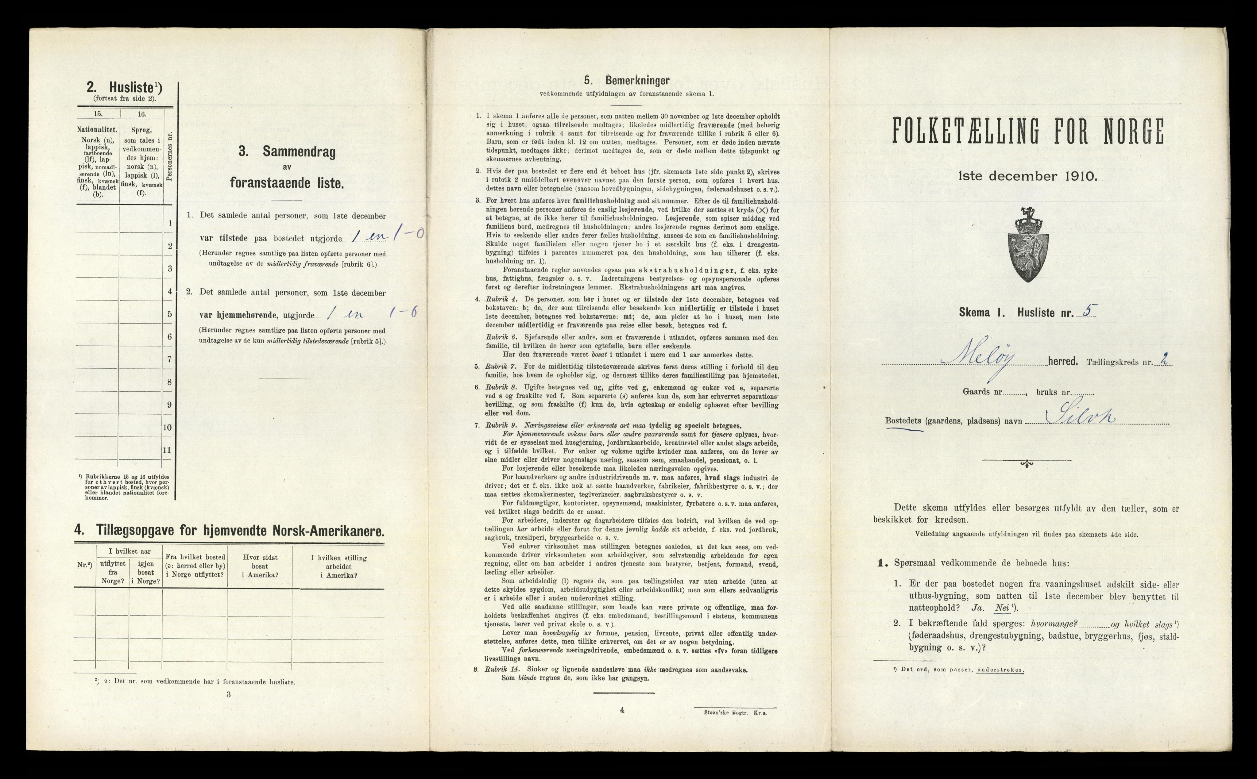 RA, 1910 census for Meløy, 1910, p. 154