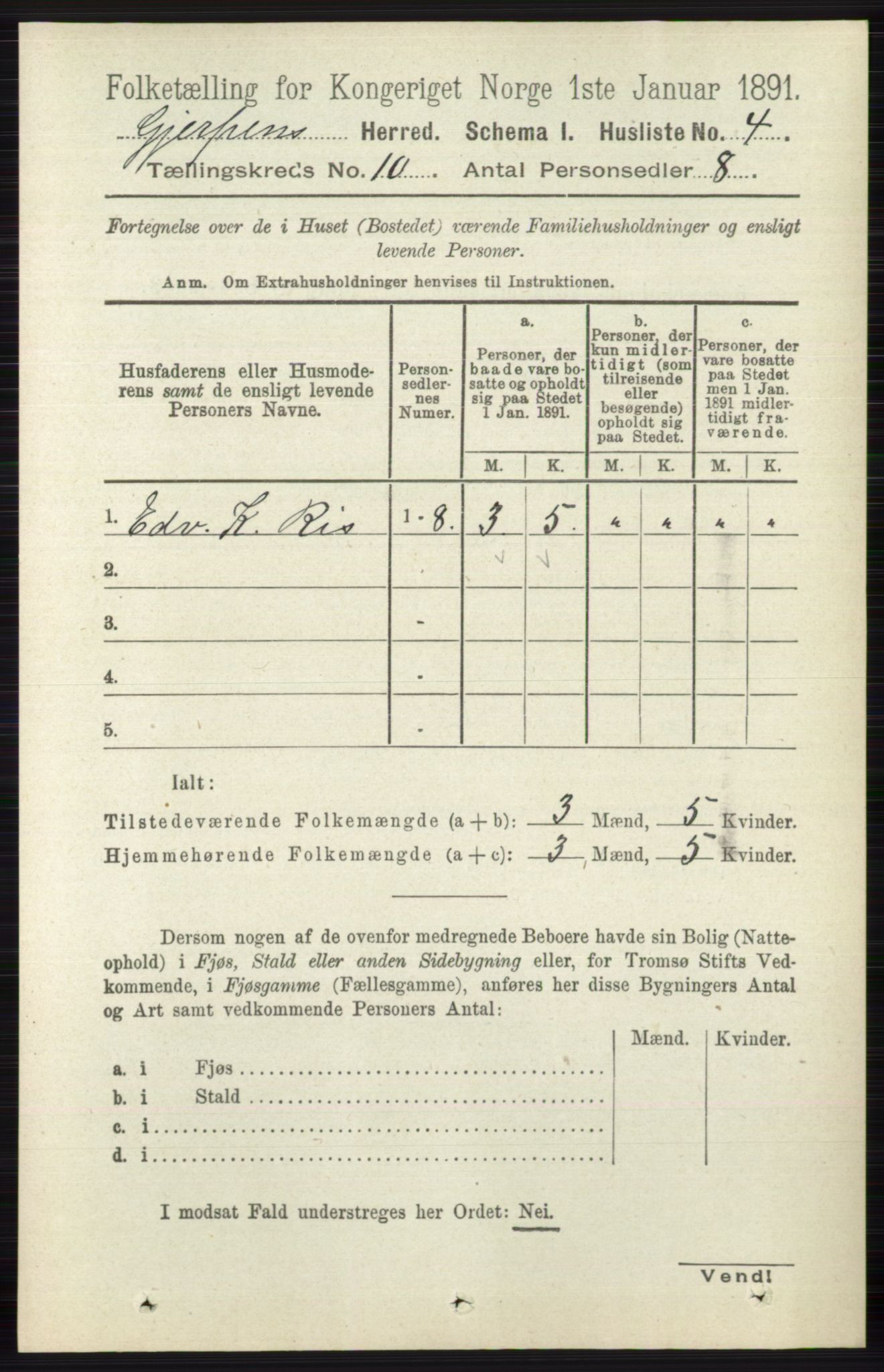 RA, 1891 census for 0812 Gjerpen, 1891, p. 6070