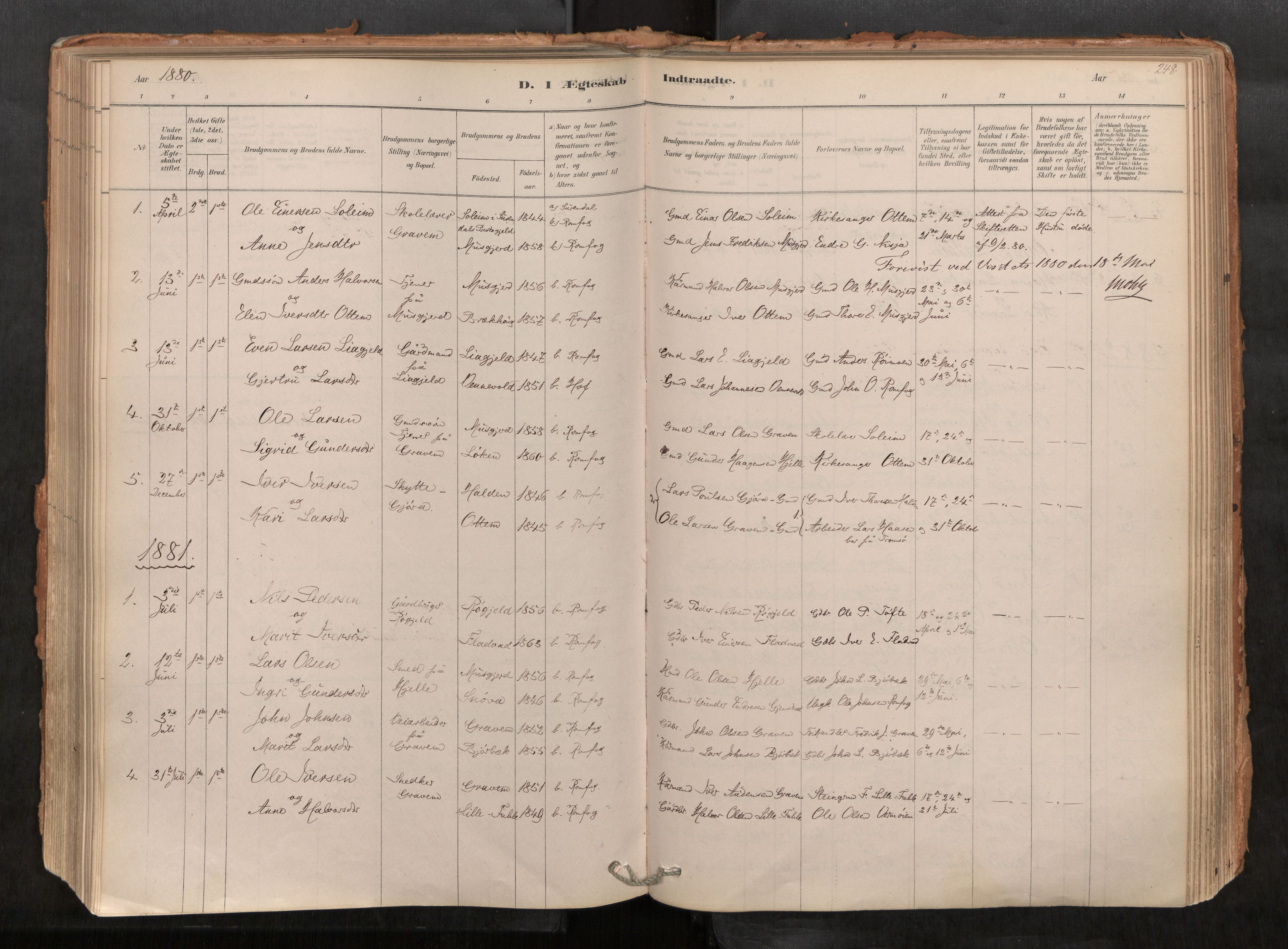 Sunndal sokneprestkontor, AV/SAT-A-1085/1/I/I1/I1a/L0001: Parish register (official) no. 1, 1877-1914, p. 248