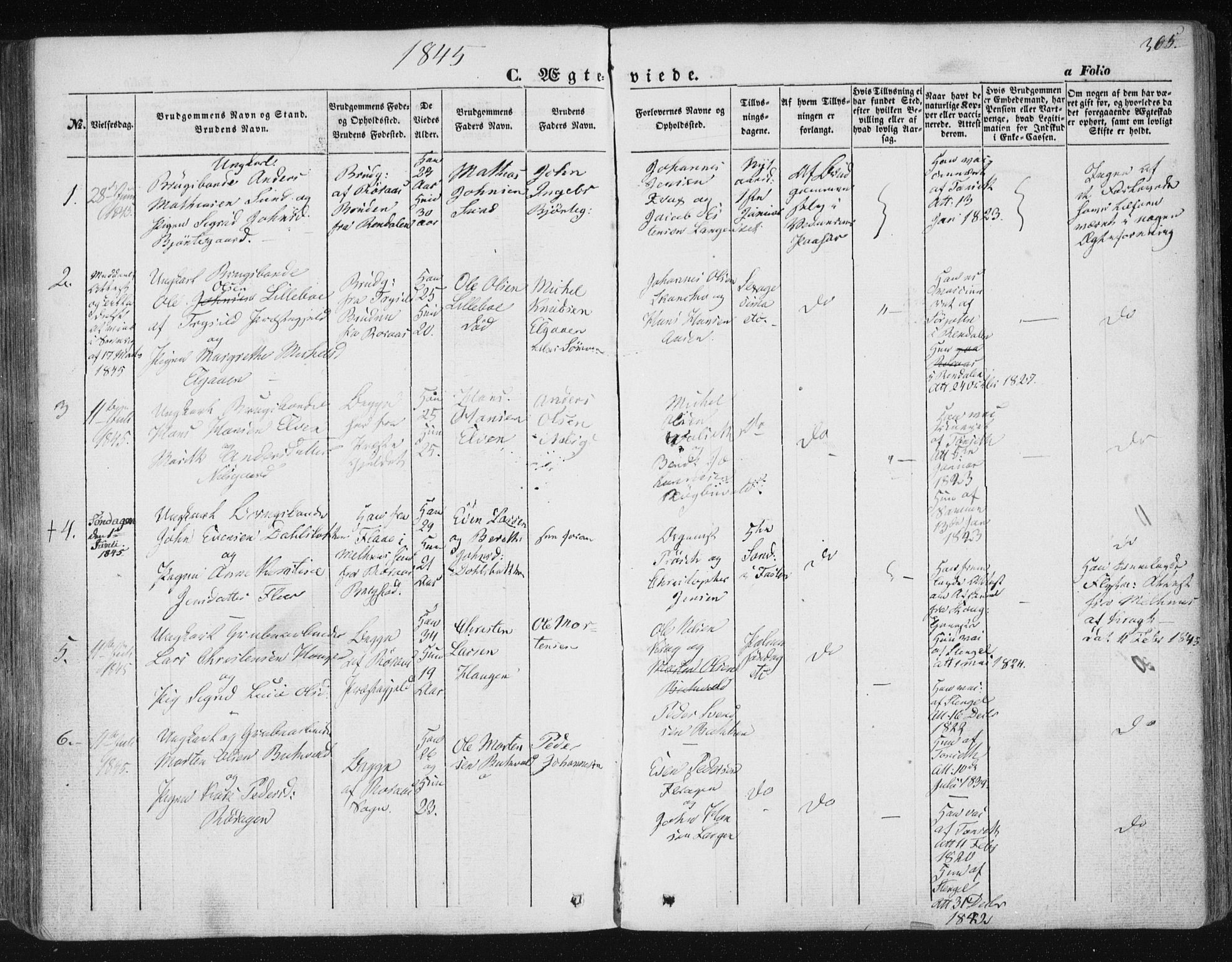 Ministerialprotokoller, klokkerbøker og fødselsregistre - Sør-Trøndelag, SAT/A-1456/681/L0931: Parish register (official) no. 681A09, 1845-1859, p. 305