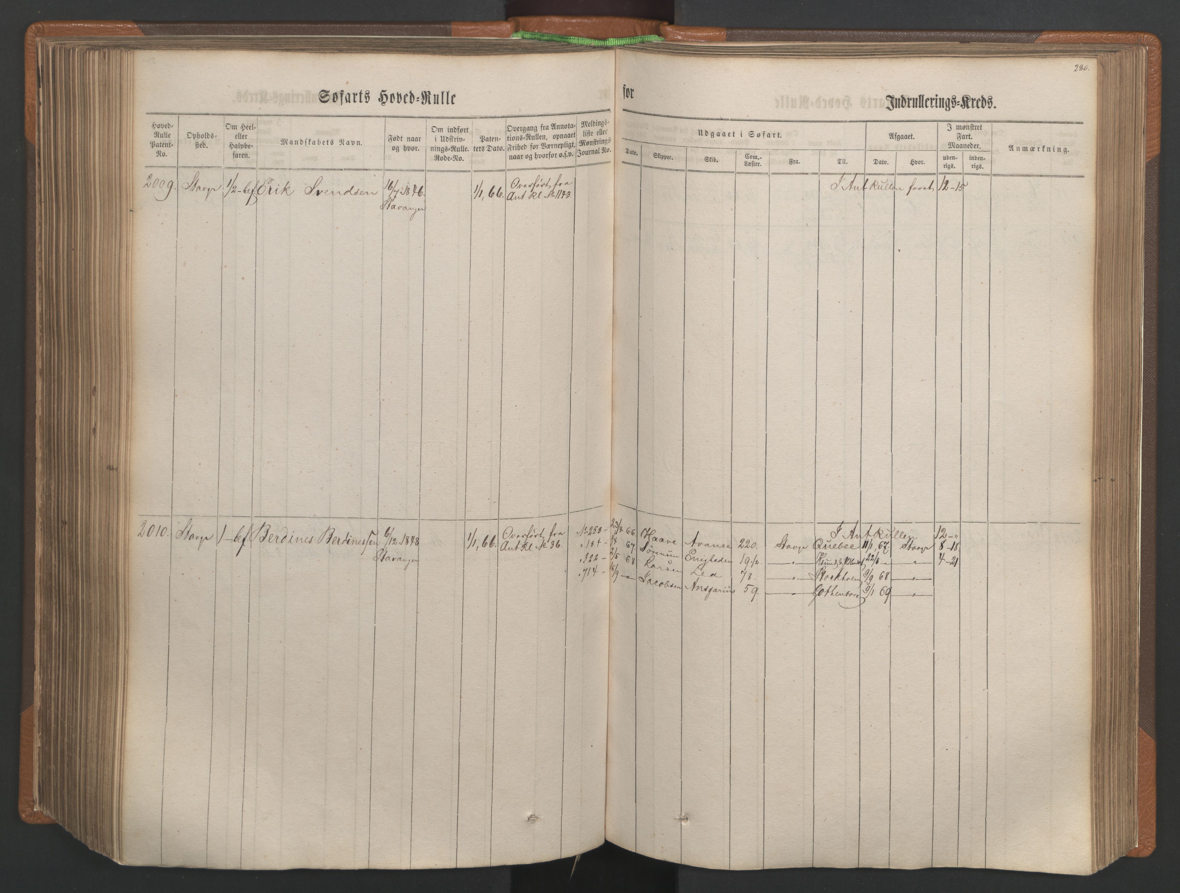 Stavanger sjømannskontor, AV/SAST-A-102006/F/Fb/Fbb/L0003: Sjøfartshovedrulle, patentnr. 1451-2270, 1863, p. 296