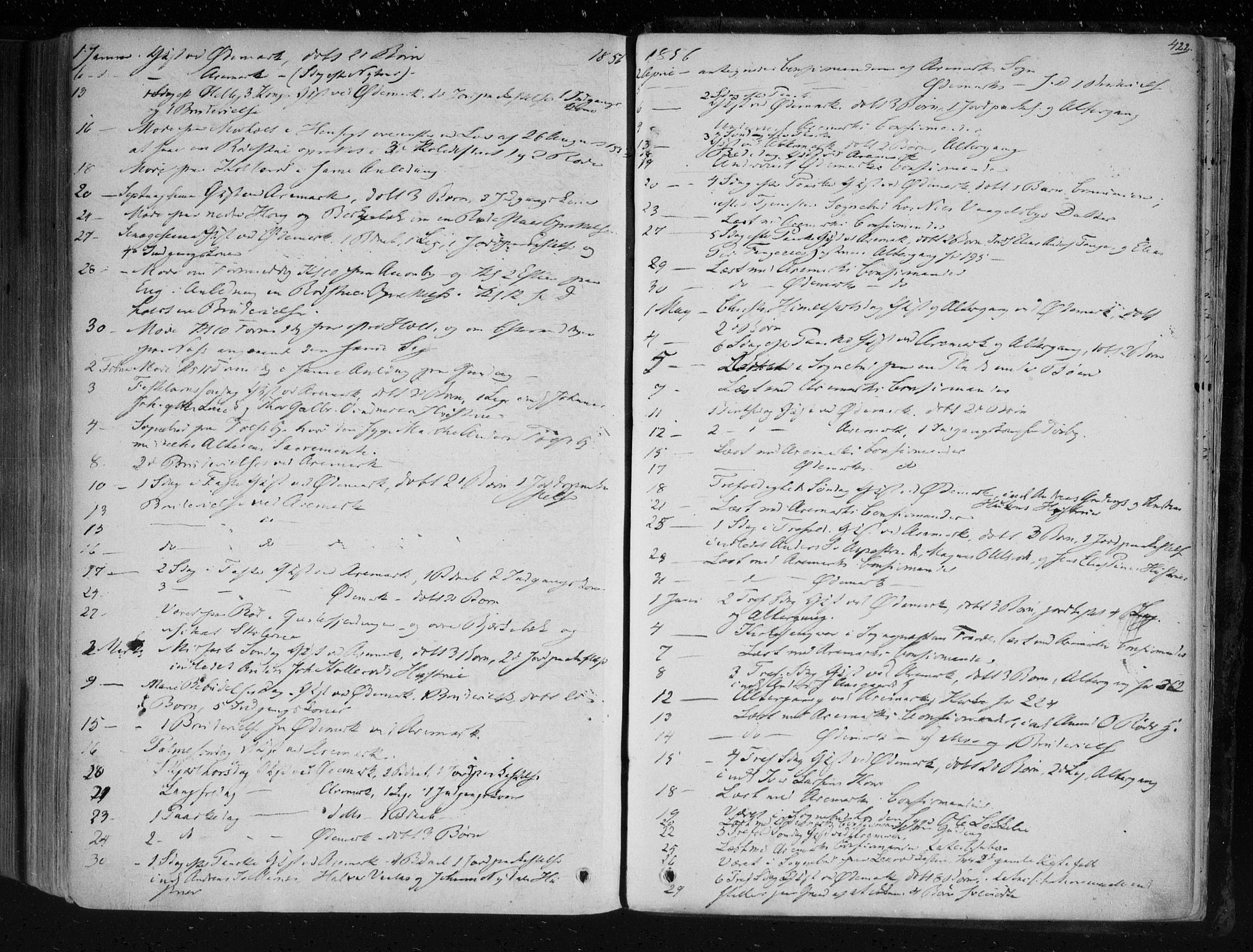 Aremark prestekontor Kirkebøker, AV/SAO-A-10899/F/Fc/L0003: Parish register (official) no. III 3, 1850-1865, p. 422