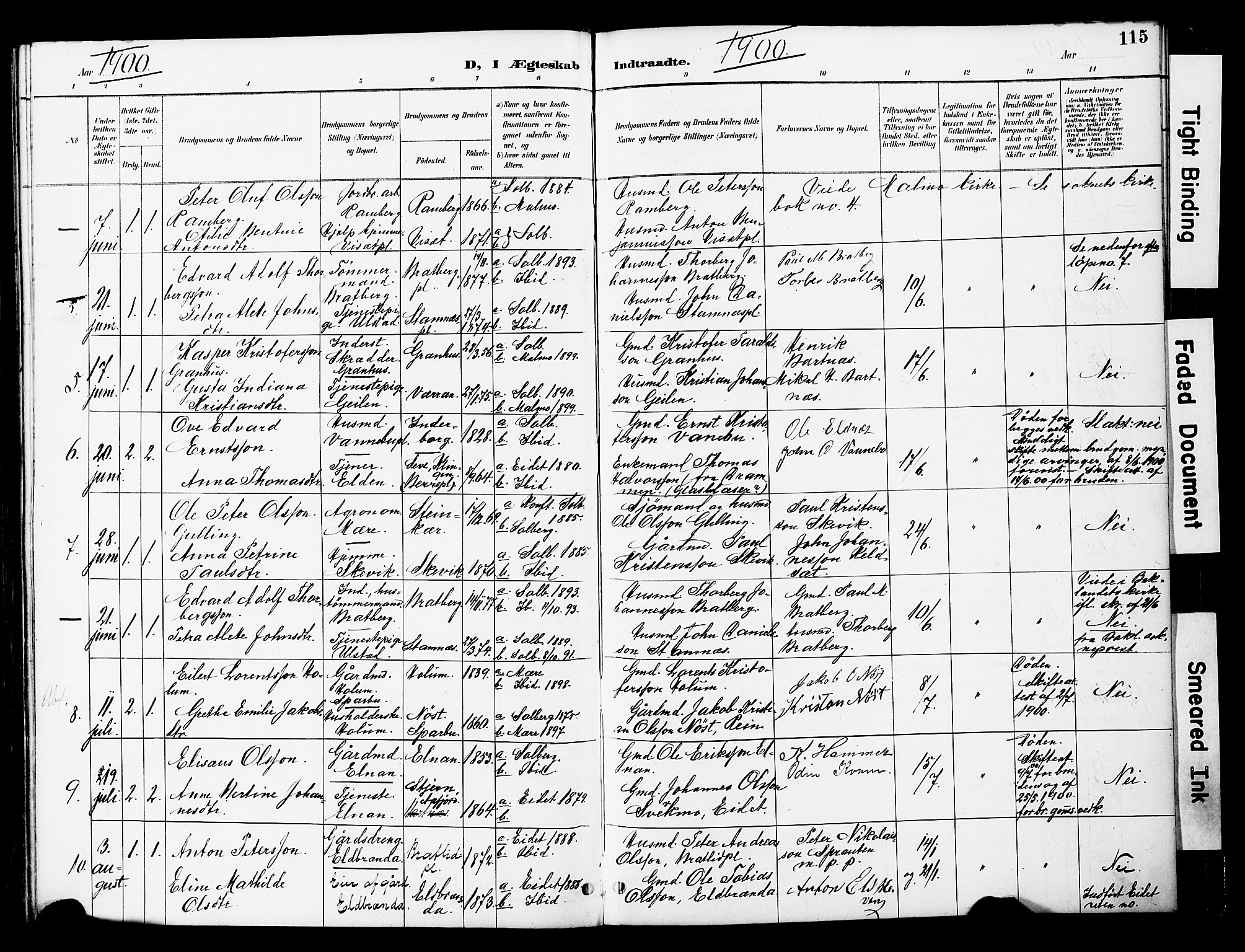 Ministerialprotokoller, klokkerbøker og fødselsregistre - Nord-Trøndelag, SAT/A-1458/741/L0396: Parish register (official) no. 741A10, 1889-1901, p. 115